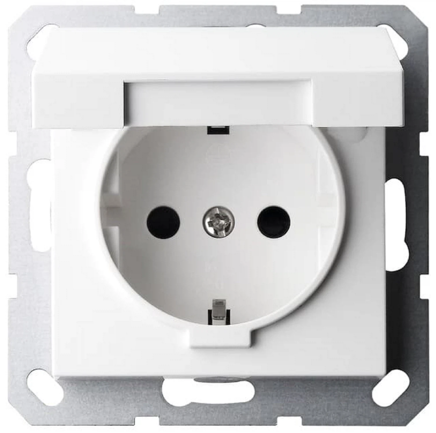 Изображение товара Розетка с/з Jasmart G Белый глянцевый со шторками с крышкой 16A 250V~