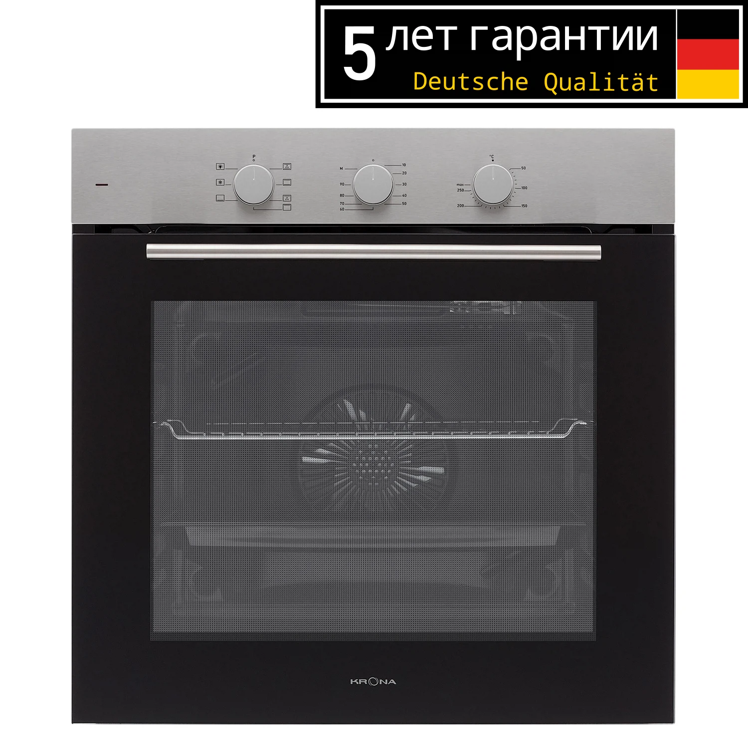 Изображение товара Электрический духовой шкаф Krona ELEMENT plus 60 IX черный термостойкое стекло