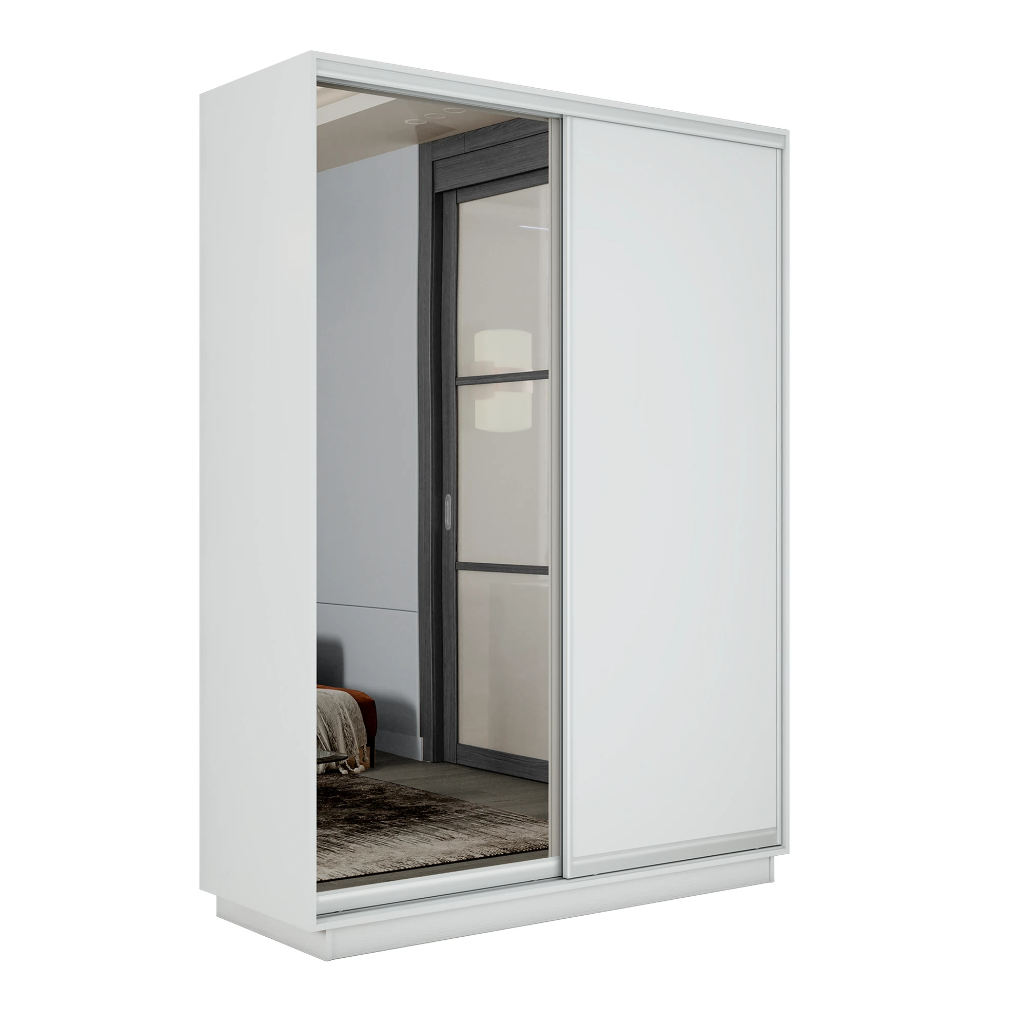 Изображение товара Шкаф-купе двухдверный с зеркалом и ЛДСП 160x220 см серия Экспресс