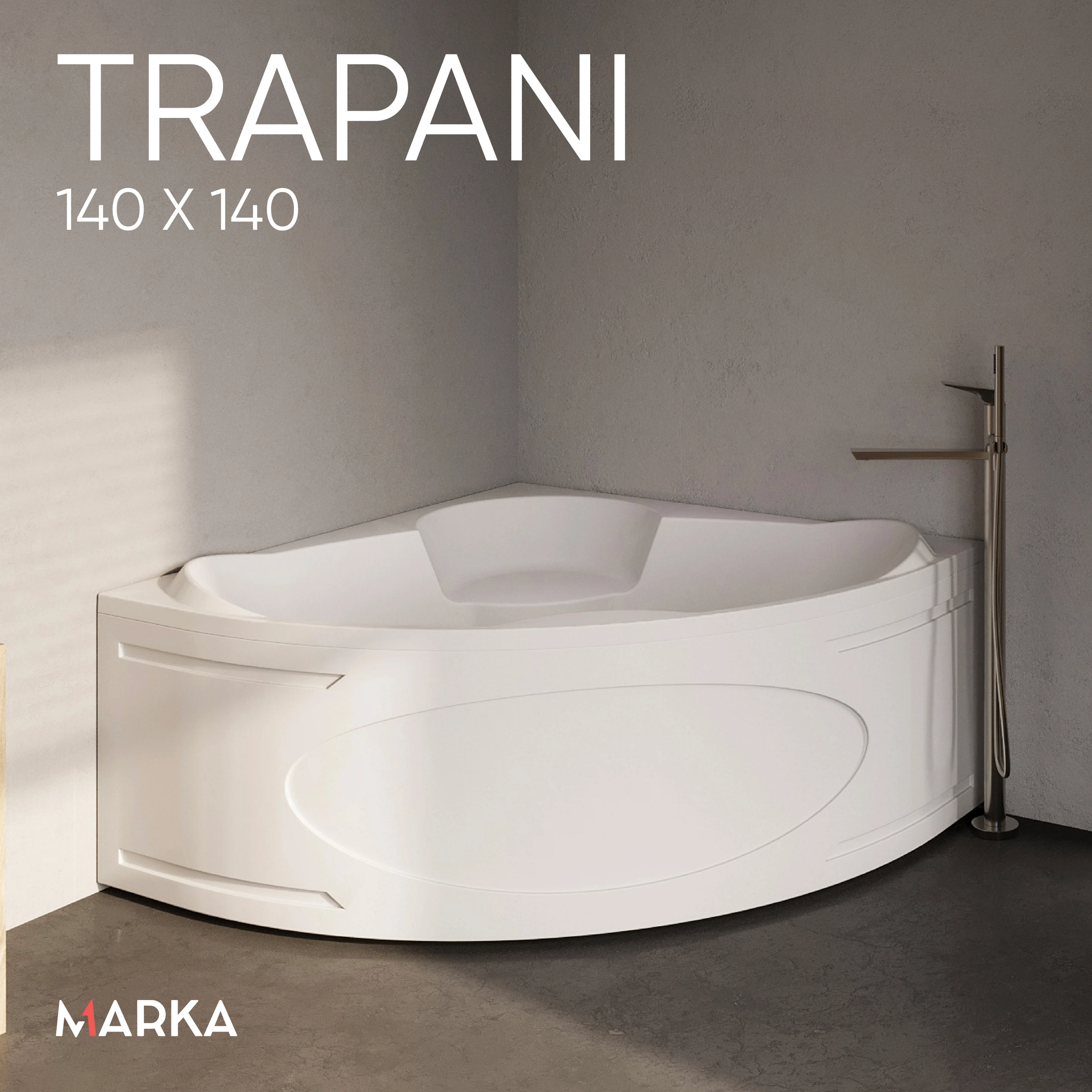 Изображение товара Ванна акриловая угловая Marka One TRAPANI 140 * 140