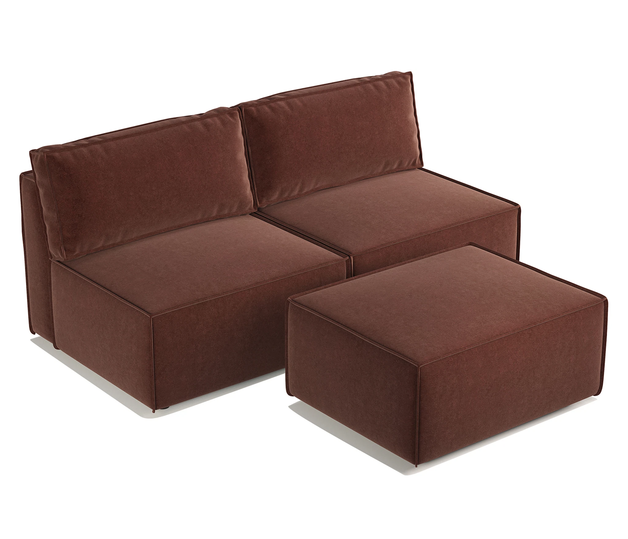 Изображение товара Диван прямой модульный с пуфом Гамма 25 190х95х70 см НПБ, велюр Дрим шоколад
