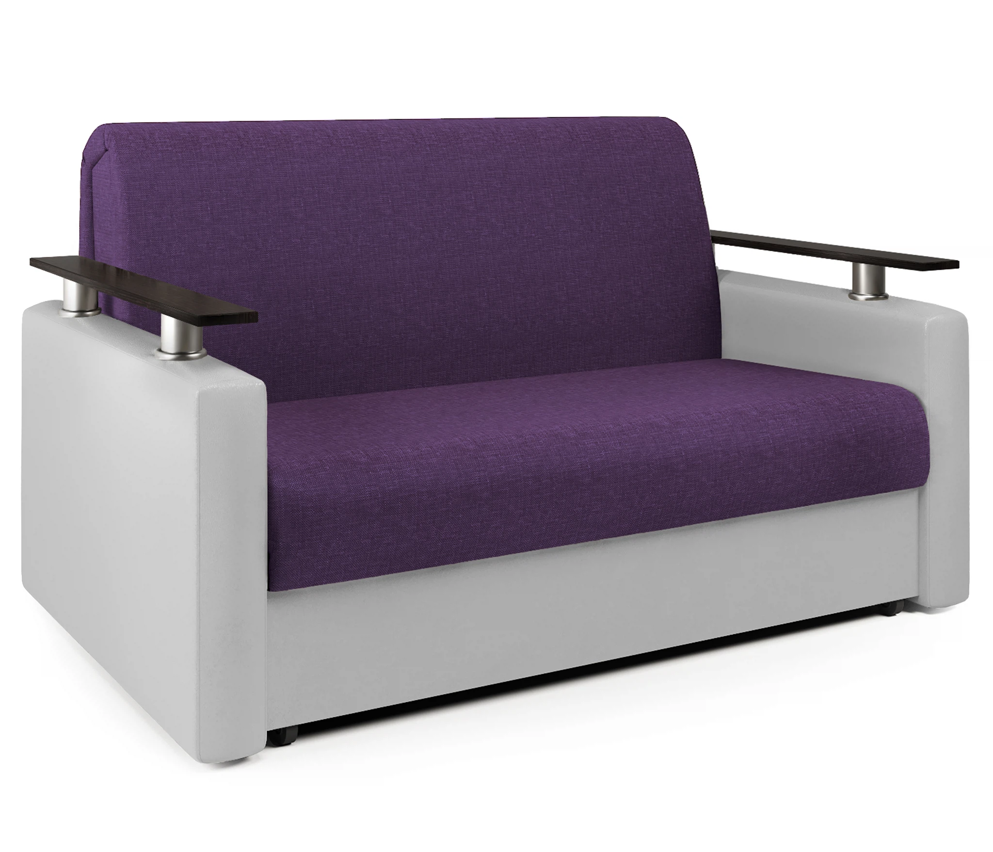 Изображение товара Диван-кровать Шарм 100 Гамма фиолетовая рогожка и экокожа белая