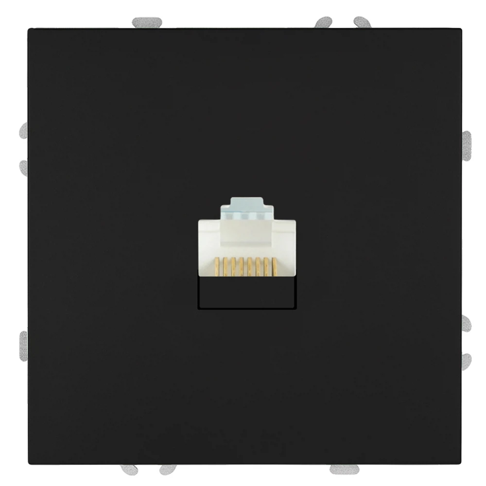 Изображение товара Розетка компьютерная 1-местная RJ-45 (механизм), STEKKER, серия Эмили, RST00-5117-05, черный уголь, soft touch