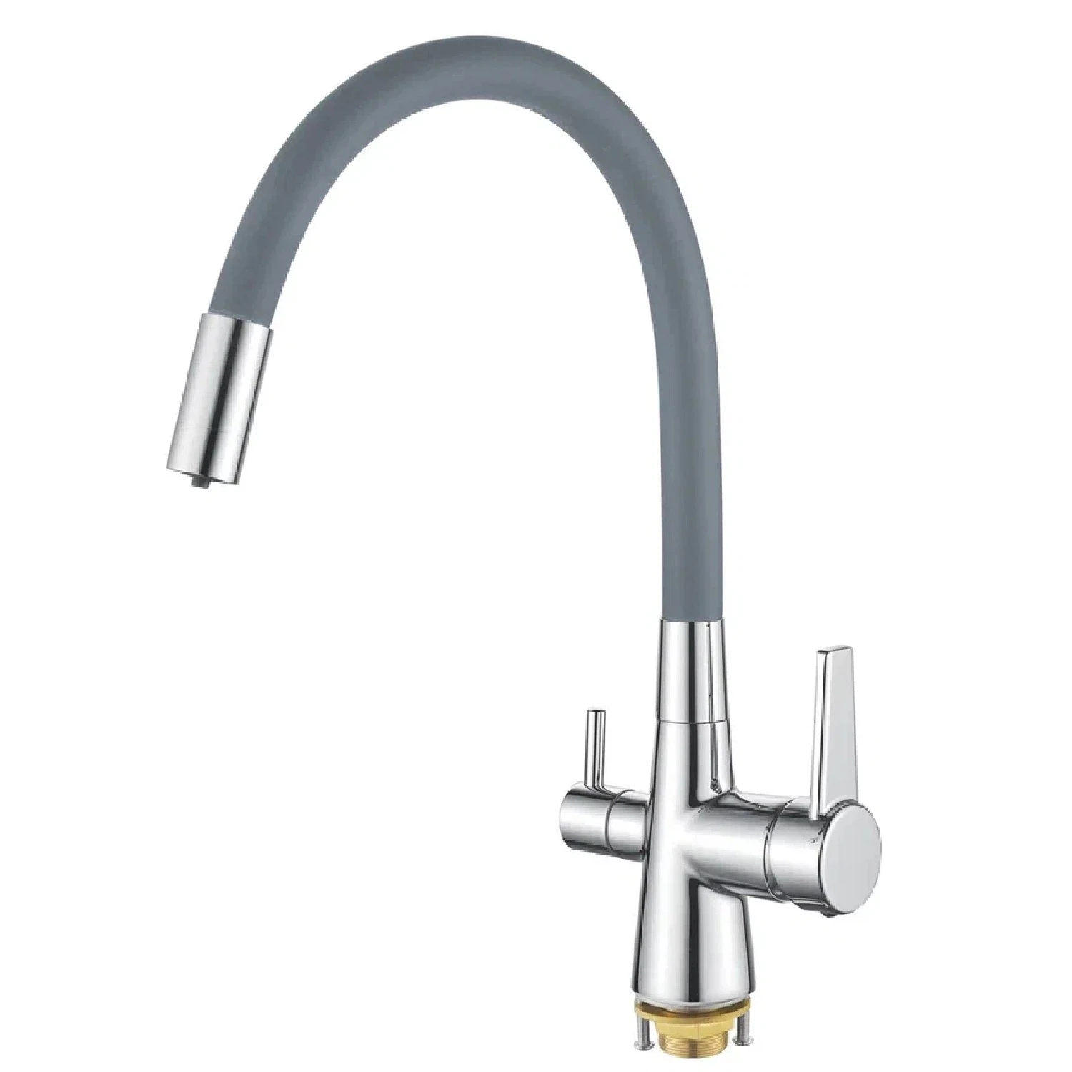 Изображение товара Смеситель для кухни с гибким изливом и подключением фильтра Shevanik S668, хром/серый