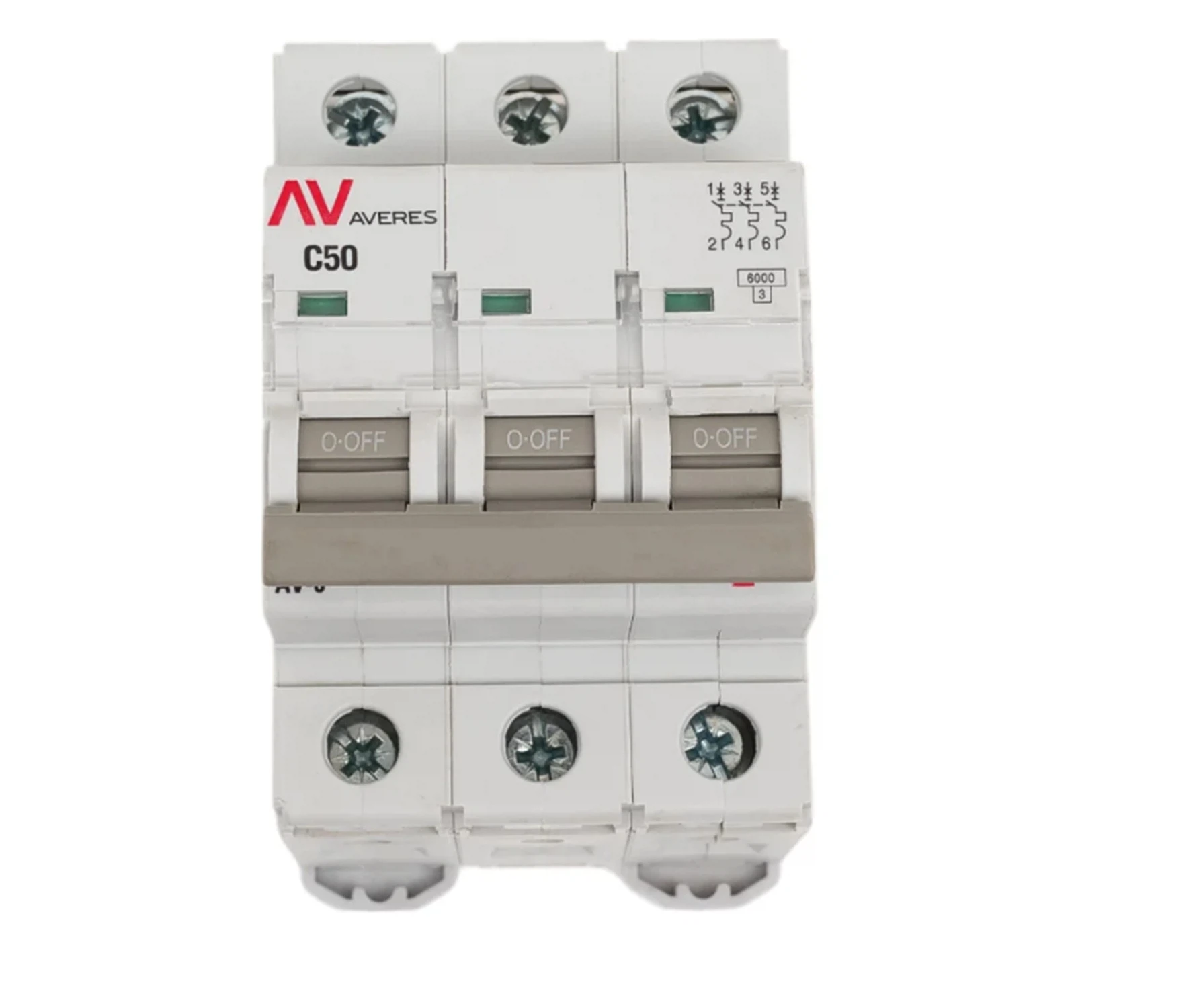 Изображение товара Автоматический выключатель EKF Averes AV-6 (C) 3P 50А 6kA надежная защита