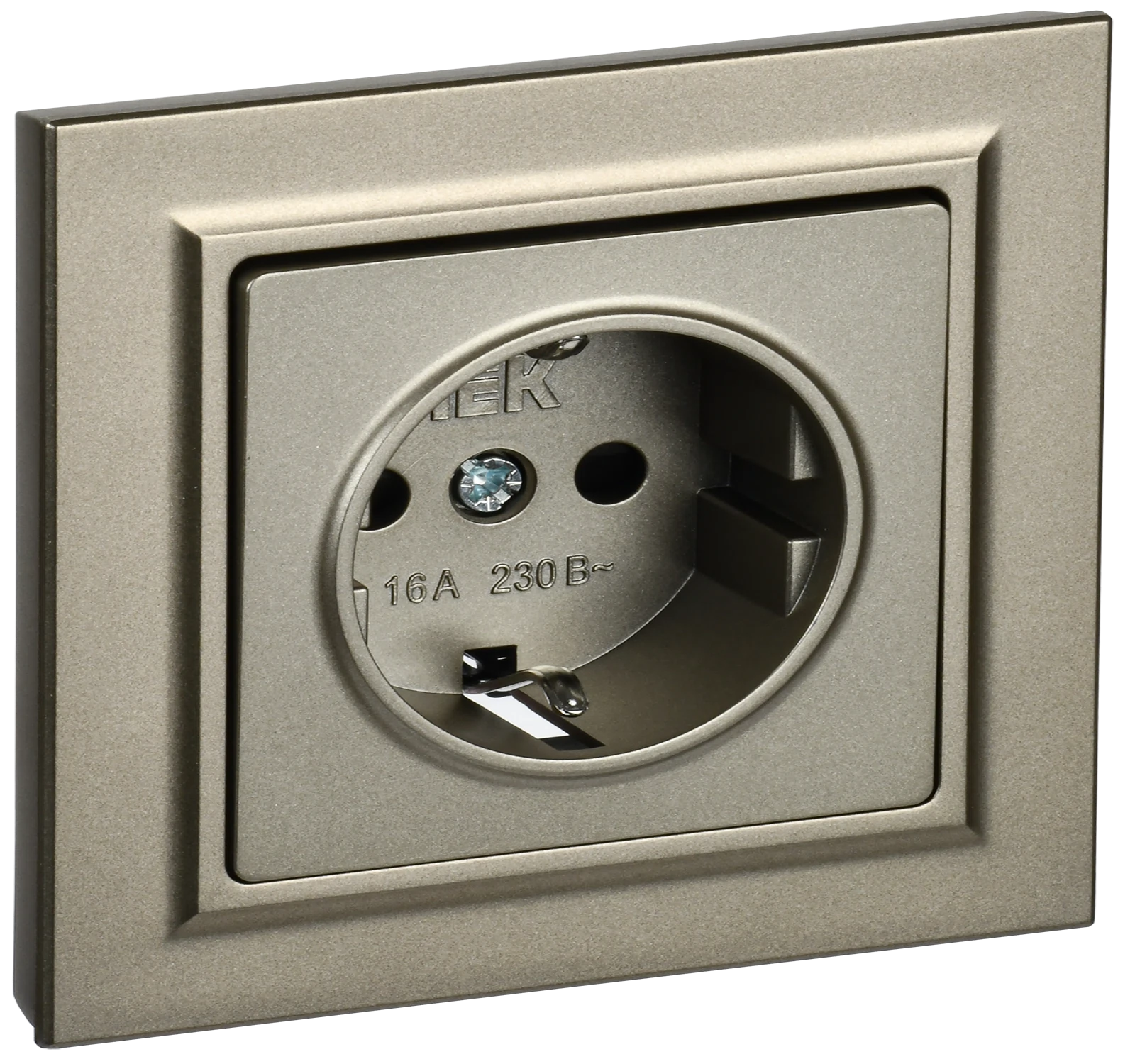 Изображение товара Розетка с/з с защ.шторк. IEK BRITE Шампань 16А в сб. РСР14-1-0-БрШ.