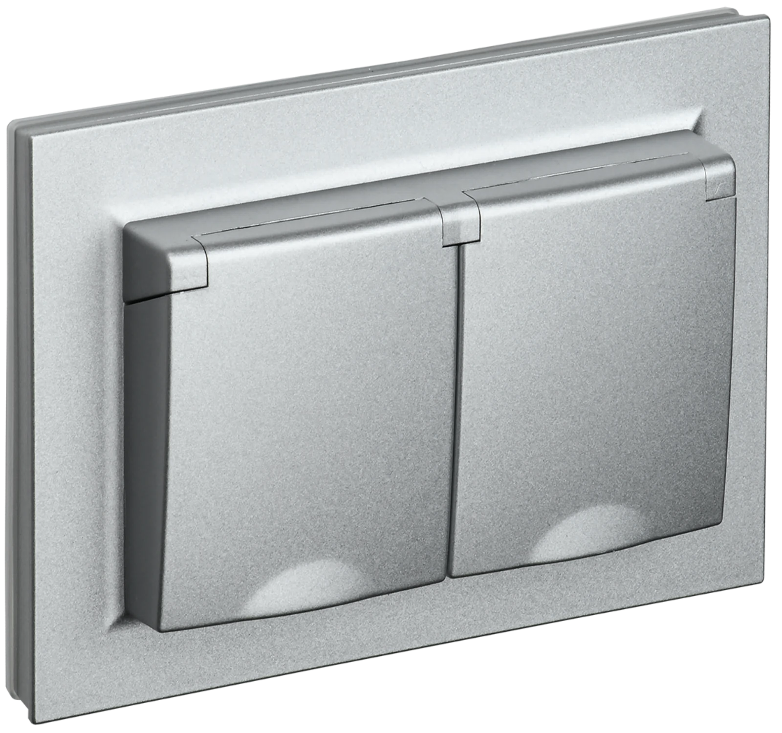 Изображение товара Розетка 2-м с/з с защ штор и крыш IEK BRITE Алюминий 16А в сборе IP44 РСбш12-3-44-БрА.