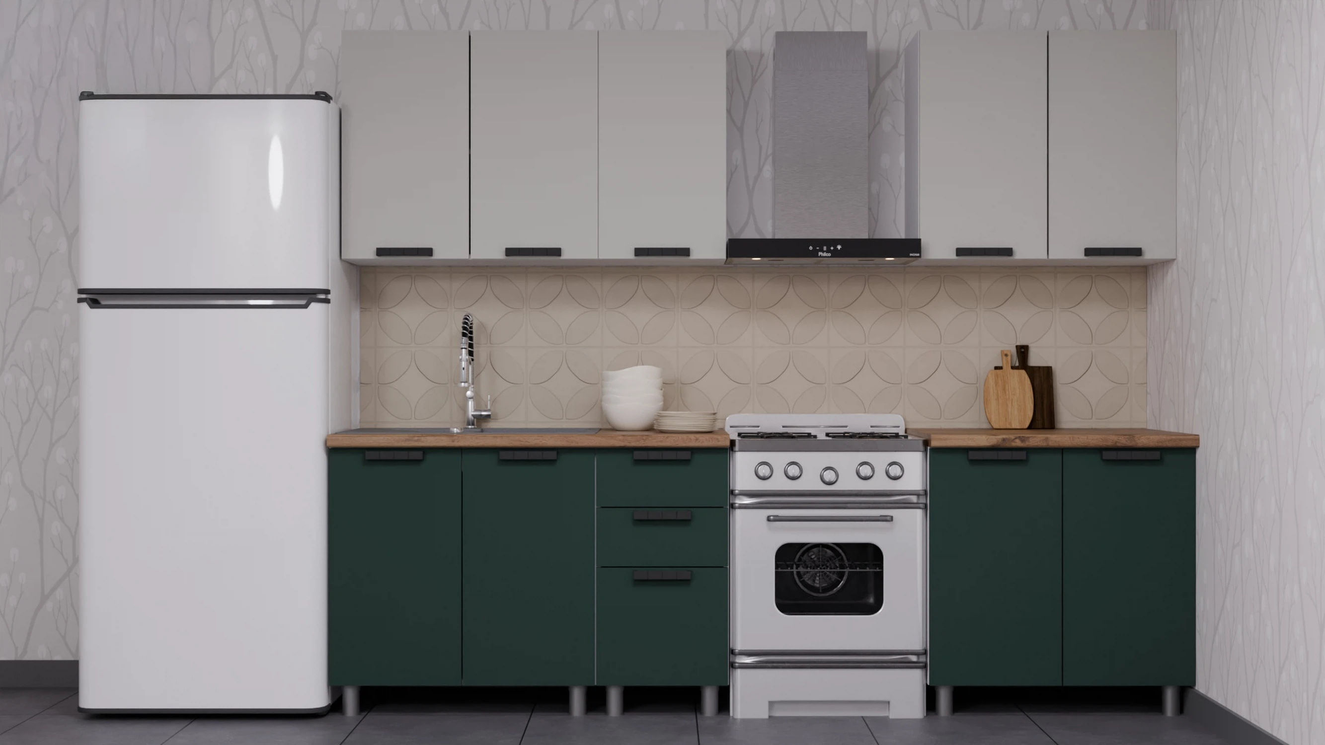 Изображение товара Кухня, Арника мебель, Лаванда, артикул Н00231875, размер 200*60*240, цвет  керамика/изумруд