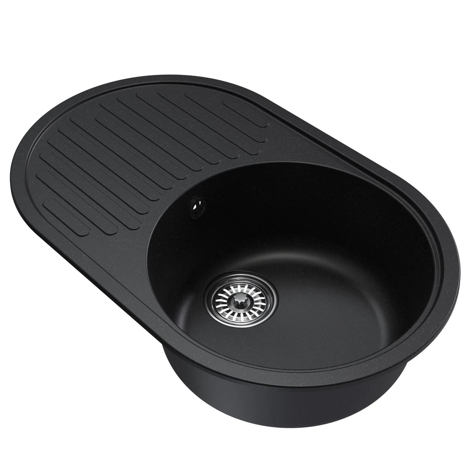 Изображение товара Мойка ML-GM16 овальная с крылом, ультра-черная (344), 730*460*180мм NEW