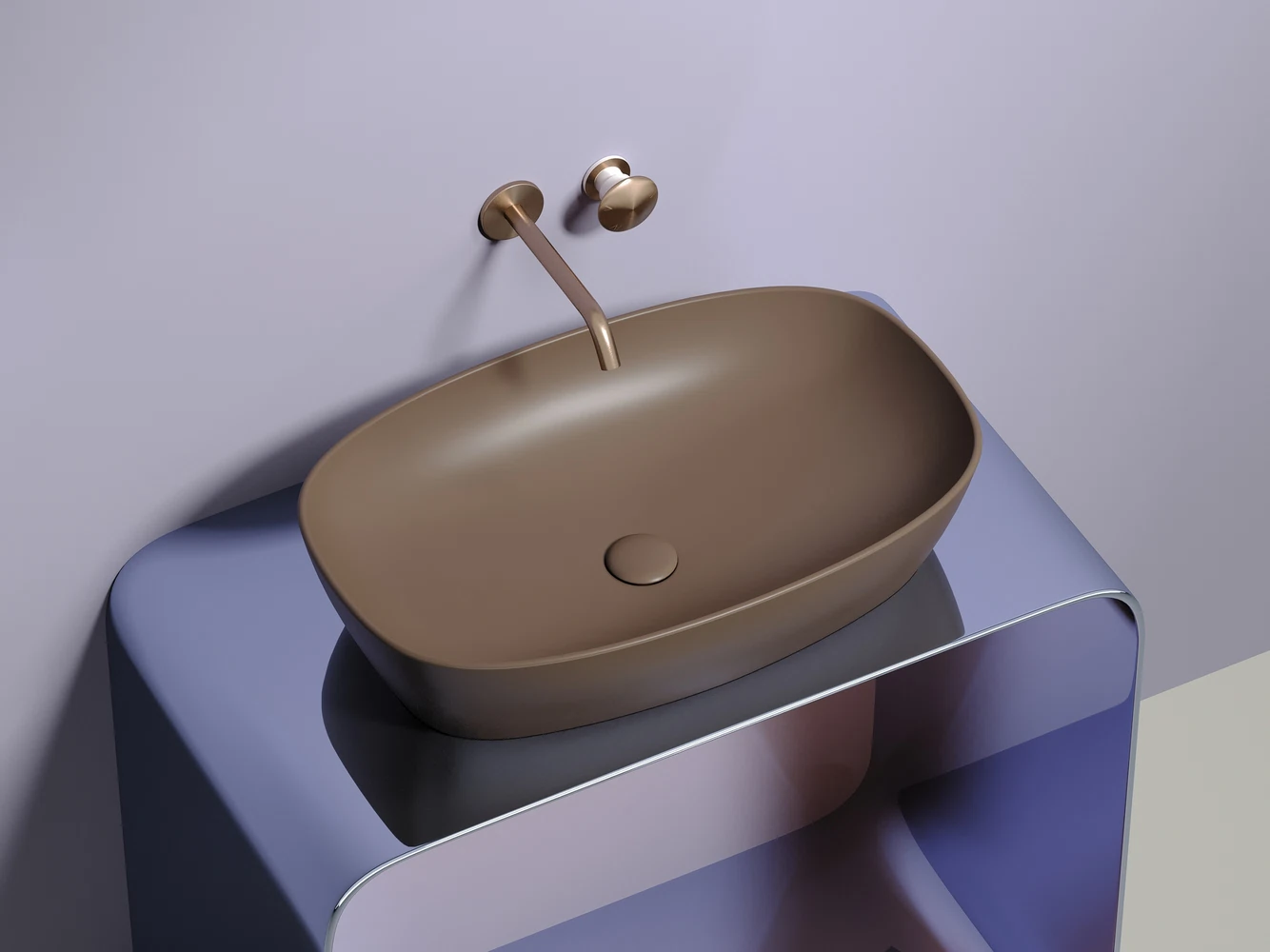 Изображение товара Умывальник накладной овальный Темно-Коричневый Матовый 600x380 мм