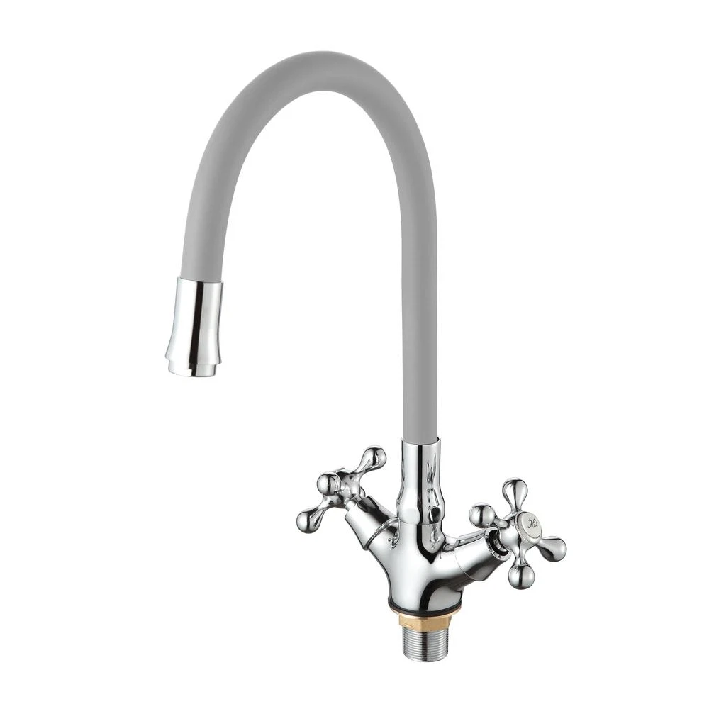 Изображение товара Смеситель для кухни с гибким изливом D-Lin D153810-2, хром/серый