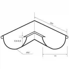 Угол желоба внешний 90°, цвет белый, d-92 х 250 х 250 мм