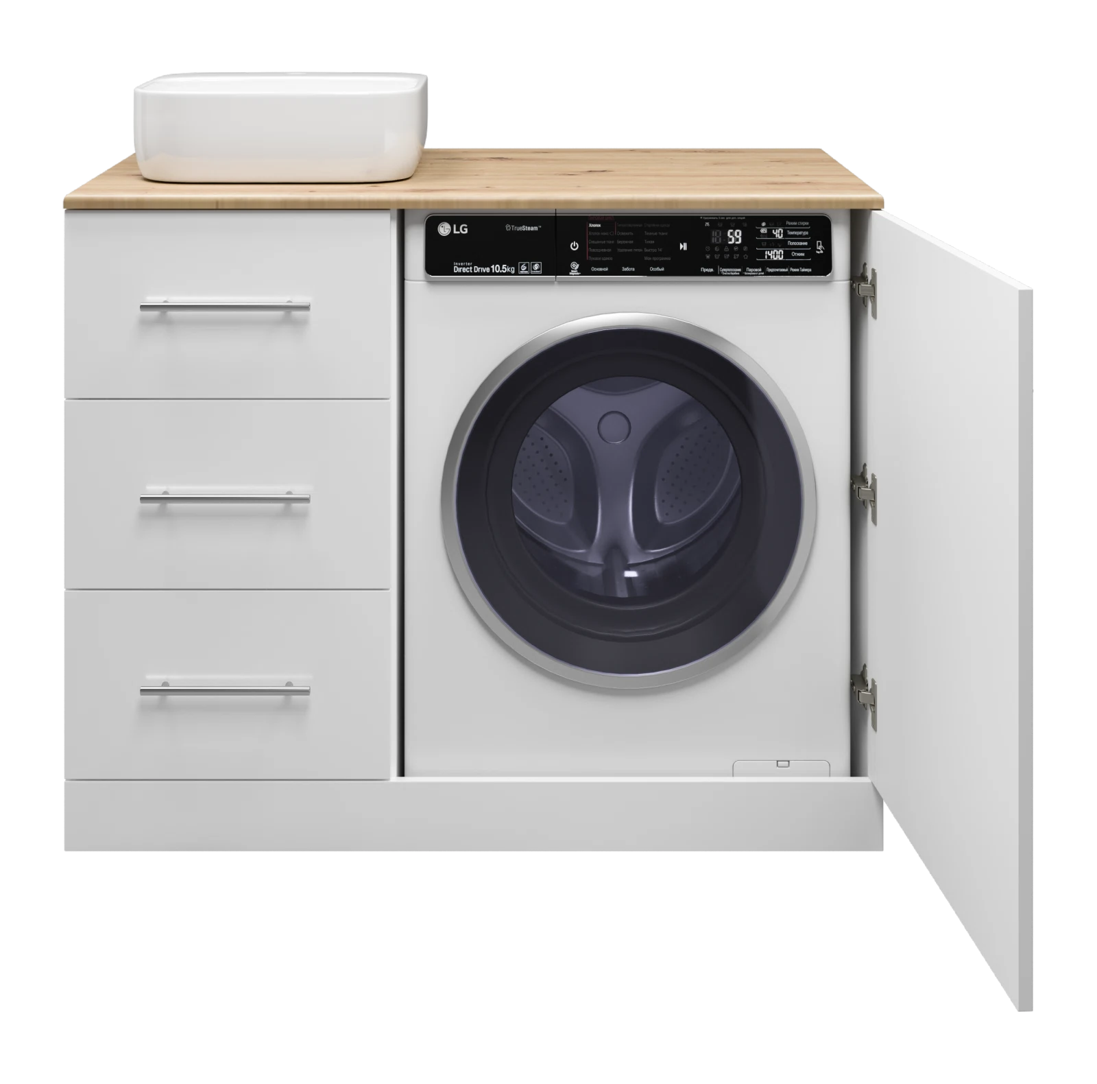 Изображение товара Тумба под раковину Misty Респект 110 левая без раковины белый дуб арт Э-Рес01110-13ЯЛ