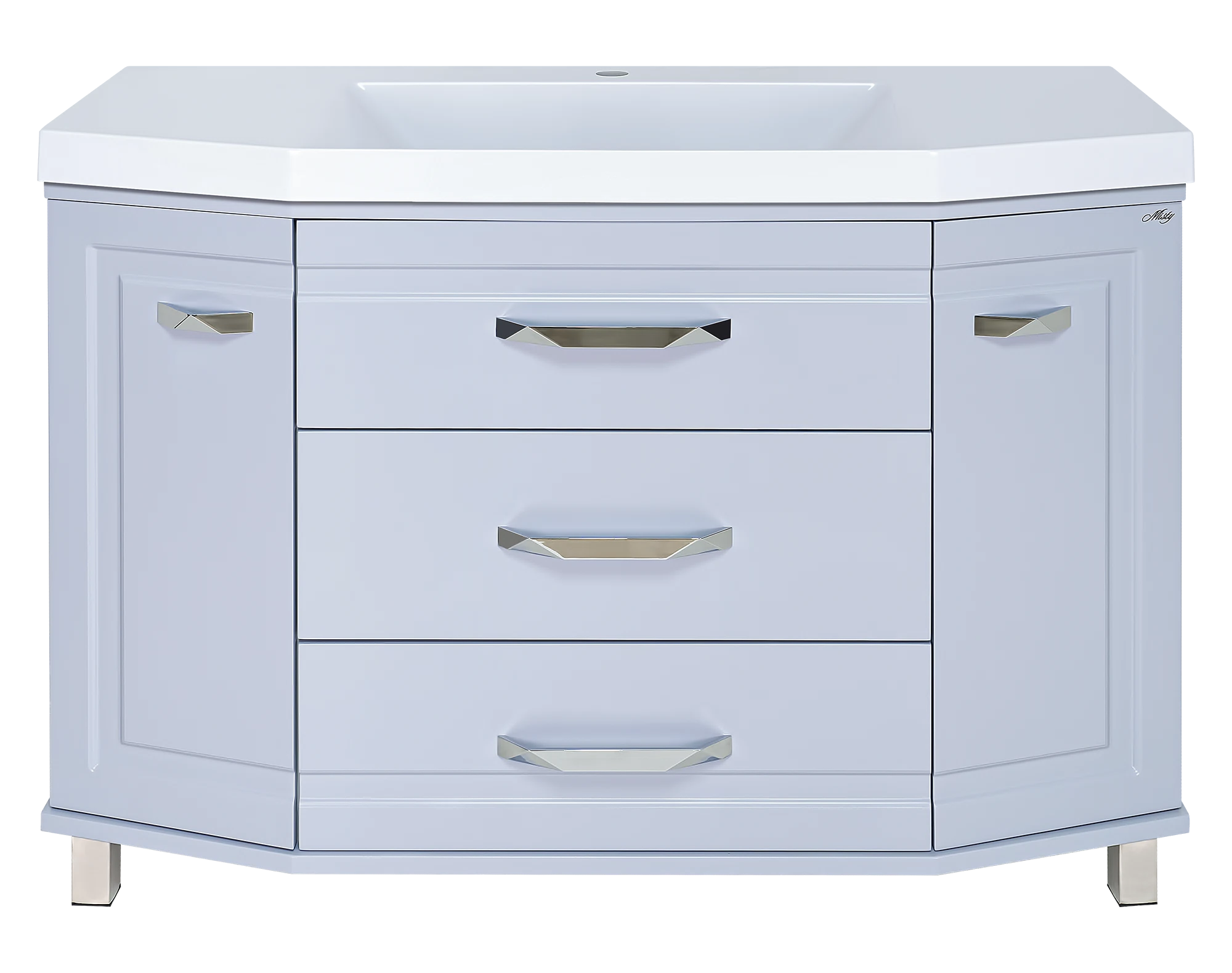 Изображение товара Тумба с раковиной Misty Терра-110 с серым цветом и 3 ящиками для ванной комнаты