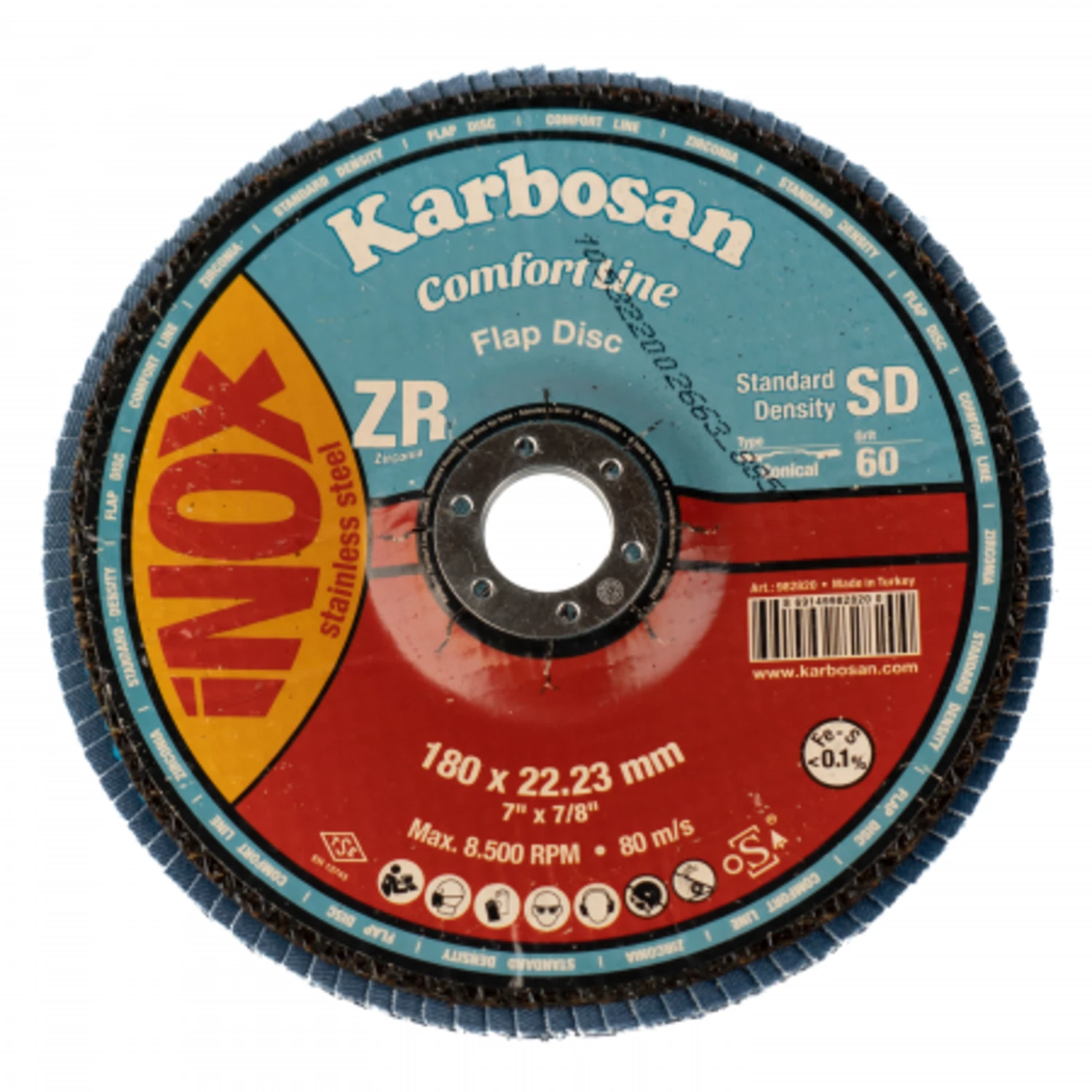 Изображение товара Круг лепестковый КЛТ 180х22/Р60 Karbosan Comfort Line ZR SD Flap Конический (Арт.982820) INOX
