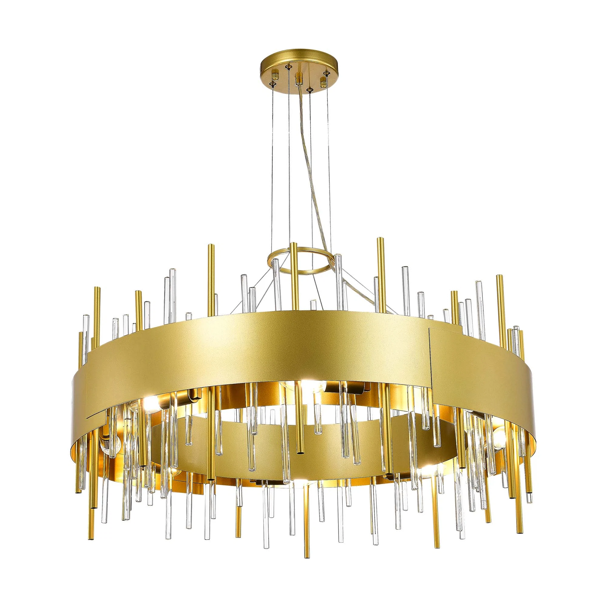 Изображение товара Люстра подвесная OLVERA из металла и стекла золотой дизайн с регулировкой высоты