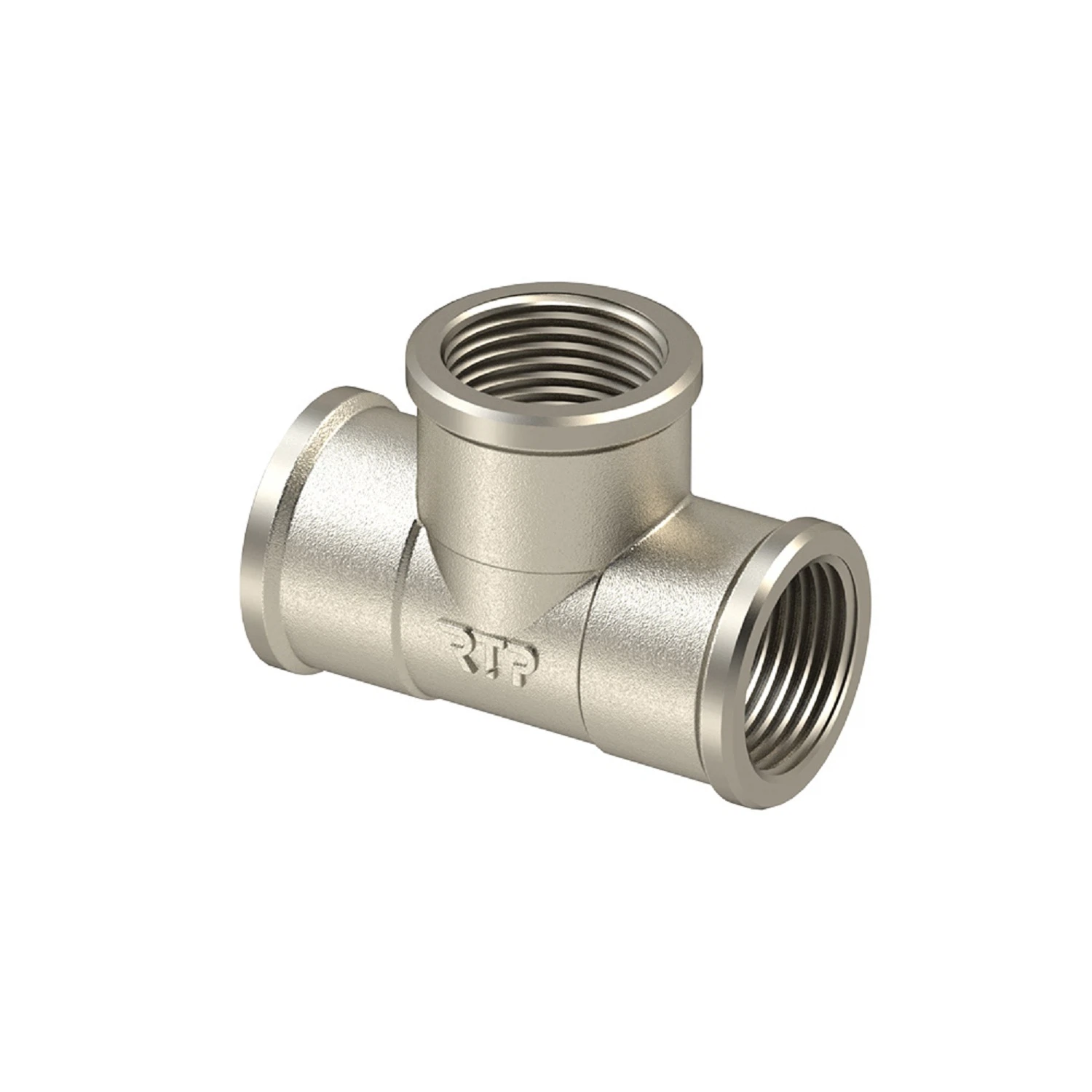 Изображение товара Тройник, латунь, внутренняя/внутренняя/внутренняя резьба 3/4", индивидуальная упаковка, никель, RTP