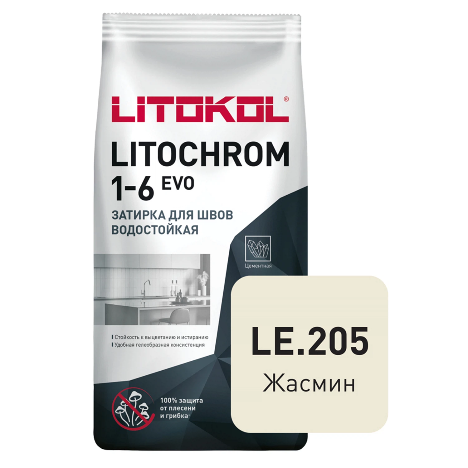 Изображение товара Цементная затирка для межплиточных швов LITOKOL LITOCHROM 1-6 EVO Жасмин 5кг.