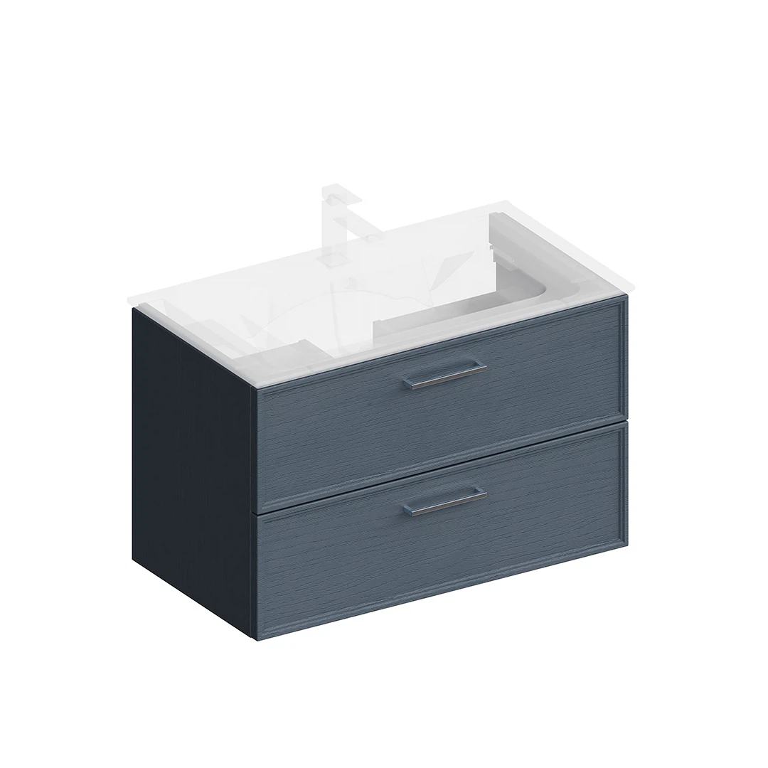 Изображение товара Подвесная тумба для ванной комнаты Piano Classic 85 см с двумя ящиками синий матовый