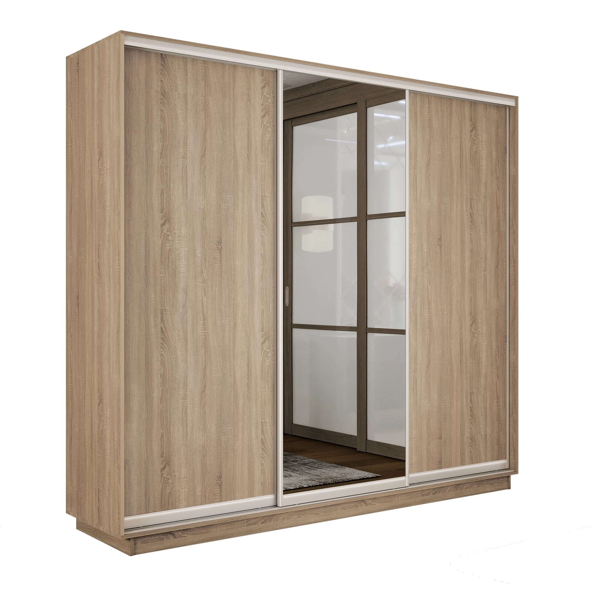 Изображение товара Шкаф-купе Экспресс 3-дверный из ЛДСП с зеркалами бежевый 240x220 см