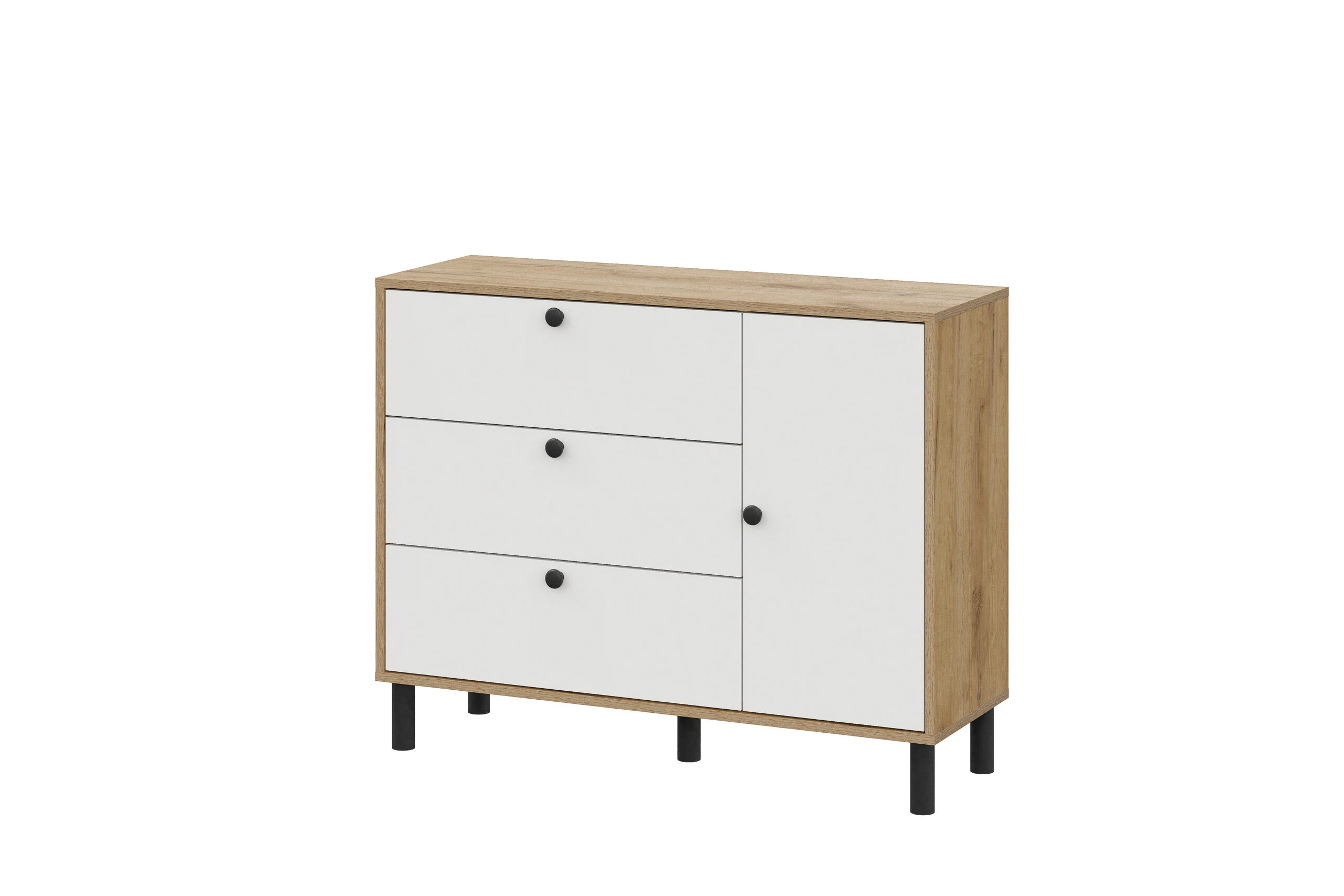 Изображение товара Комод КМ 25 в цвете Дуб золотой и белый от Арника мебель 103.2x81.6x35 см