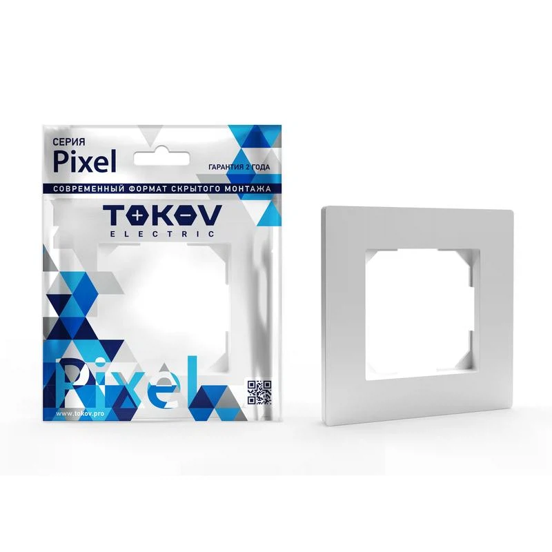 Изображение товара Рамка для розеток и выключателей серии PIXEL от TOKOV ELECTRIC, белая, 1 шт.