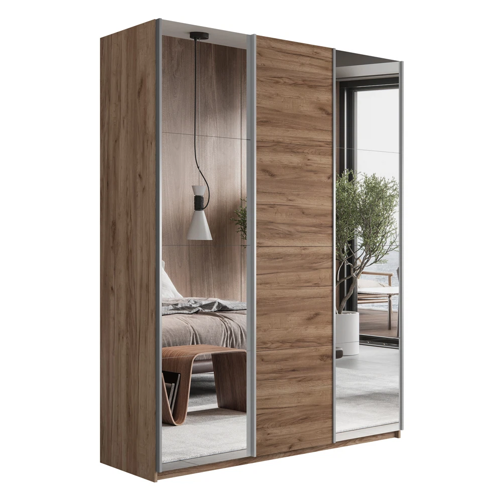 Изображение товара Шкаф-купе Прайм 3-х дверный с зеркалами ДСП Россия