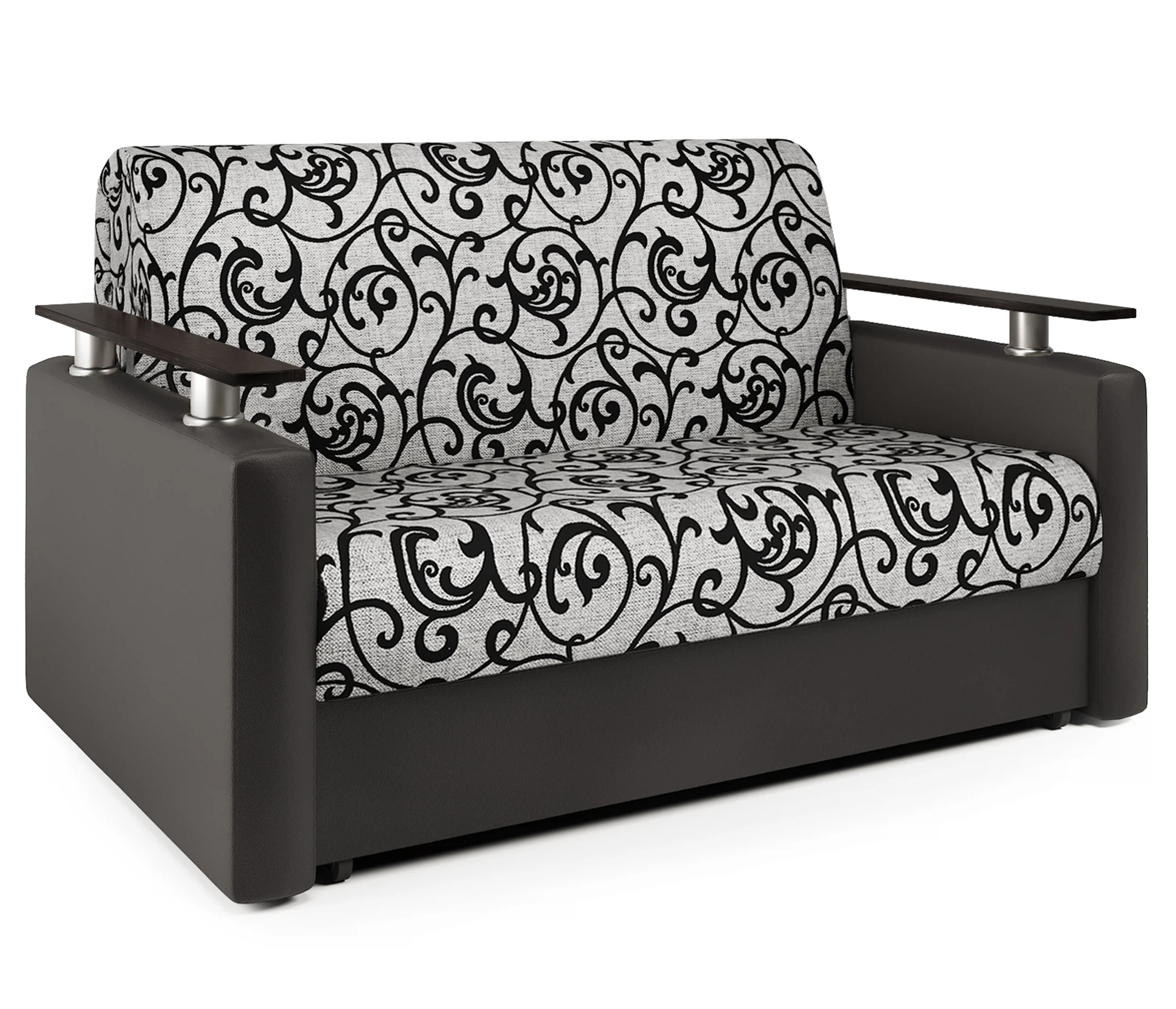 Изображение товара Диван-кровать Шарм 140 экокожа шоколад и узоры