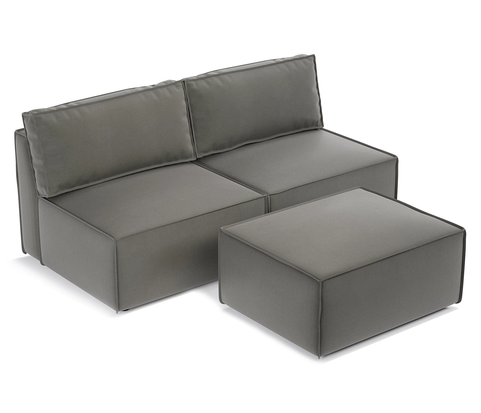 Изображение товара Диван прямой модульный с пуфом Гамма 25 190х95х70 см НПБ, велюр серый