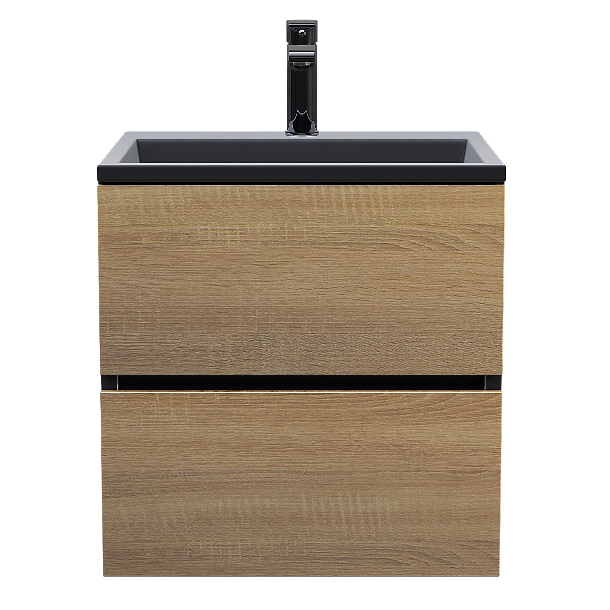 Изображение товара Тумба с раковиной Uperwood Barsa 60 см черная/дуб сонома подвесная