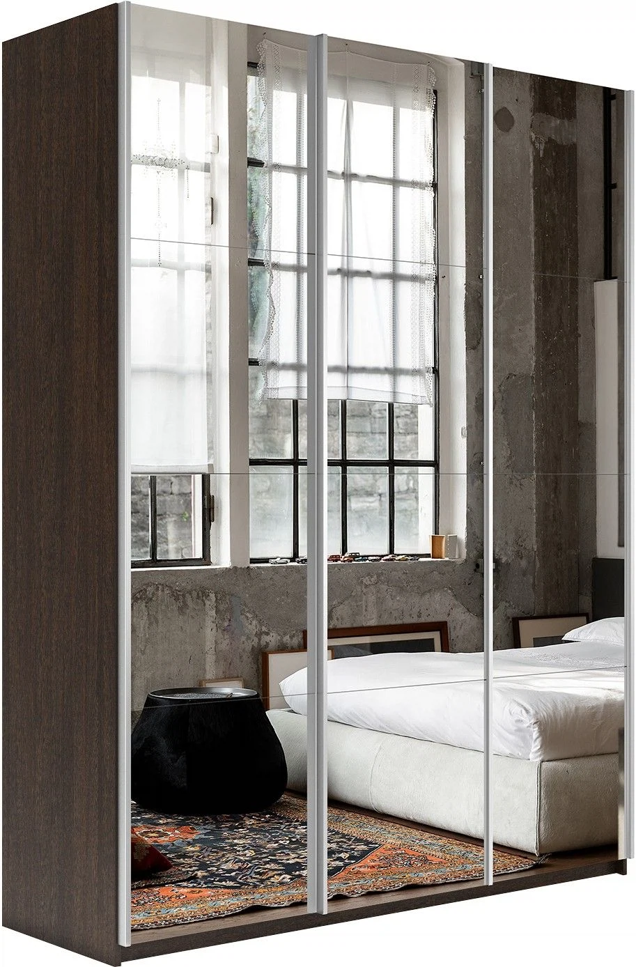 Изображение товара Шкаф-купе Прайм 3-х дверный Зеркала 180х57х230 Венге(арт.: 1PZZZ_180_V)