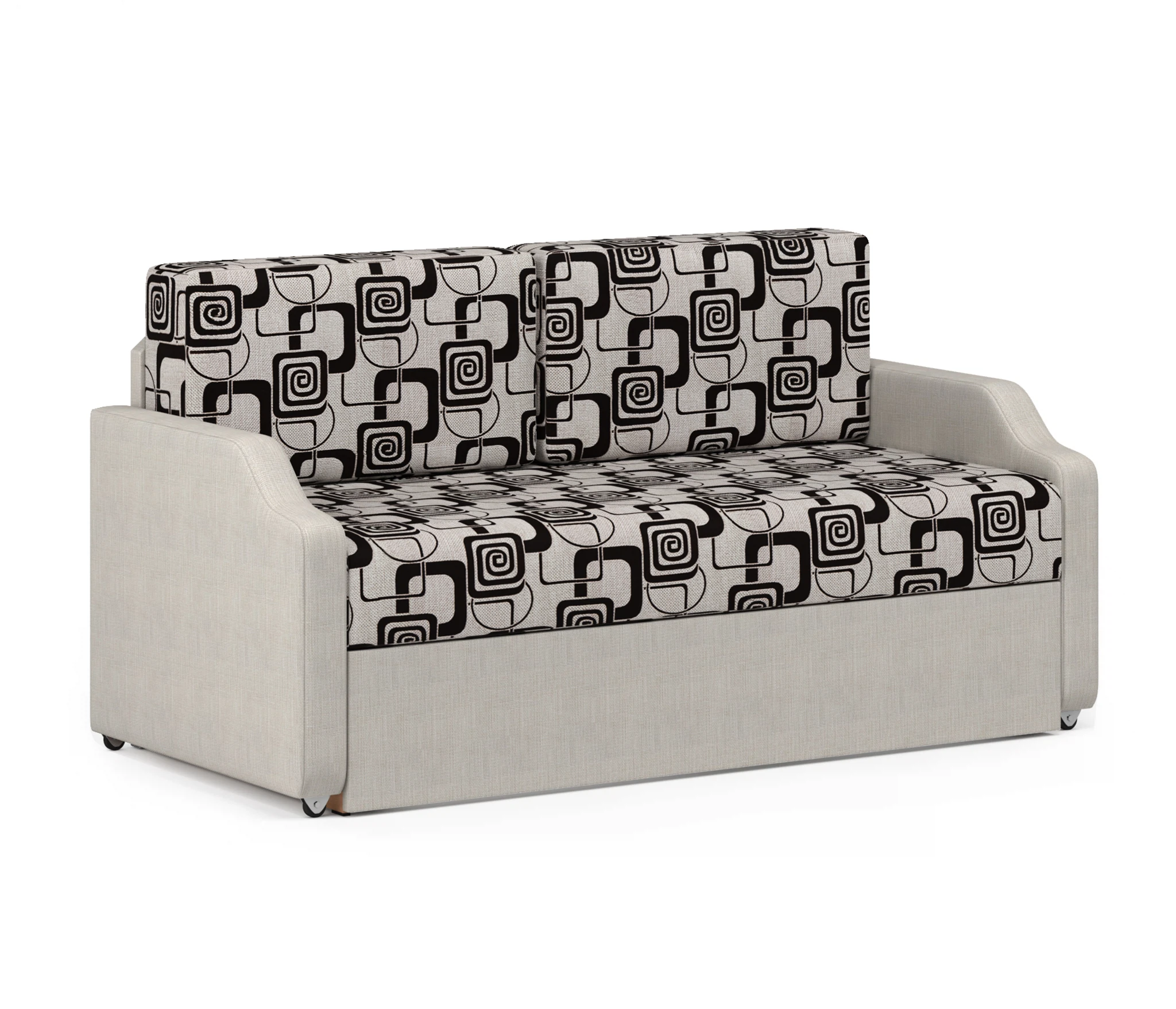 Изображение товара Кушетка Малыш шенилл бежевый ромб с механизмом выкатной и ящиком