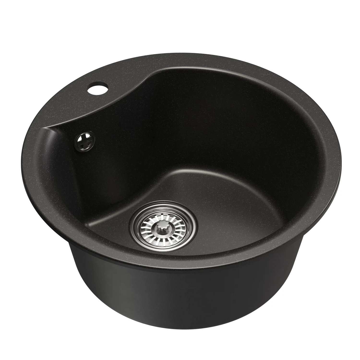Изображение товара Мойкa ML-GM12 круглая, ультра-черная (344), 480мм (глуб. чаши 210) NEW