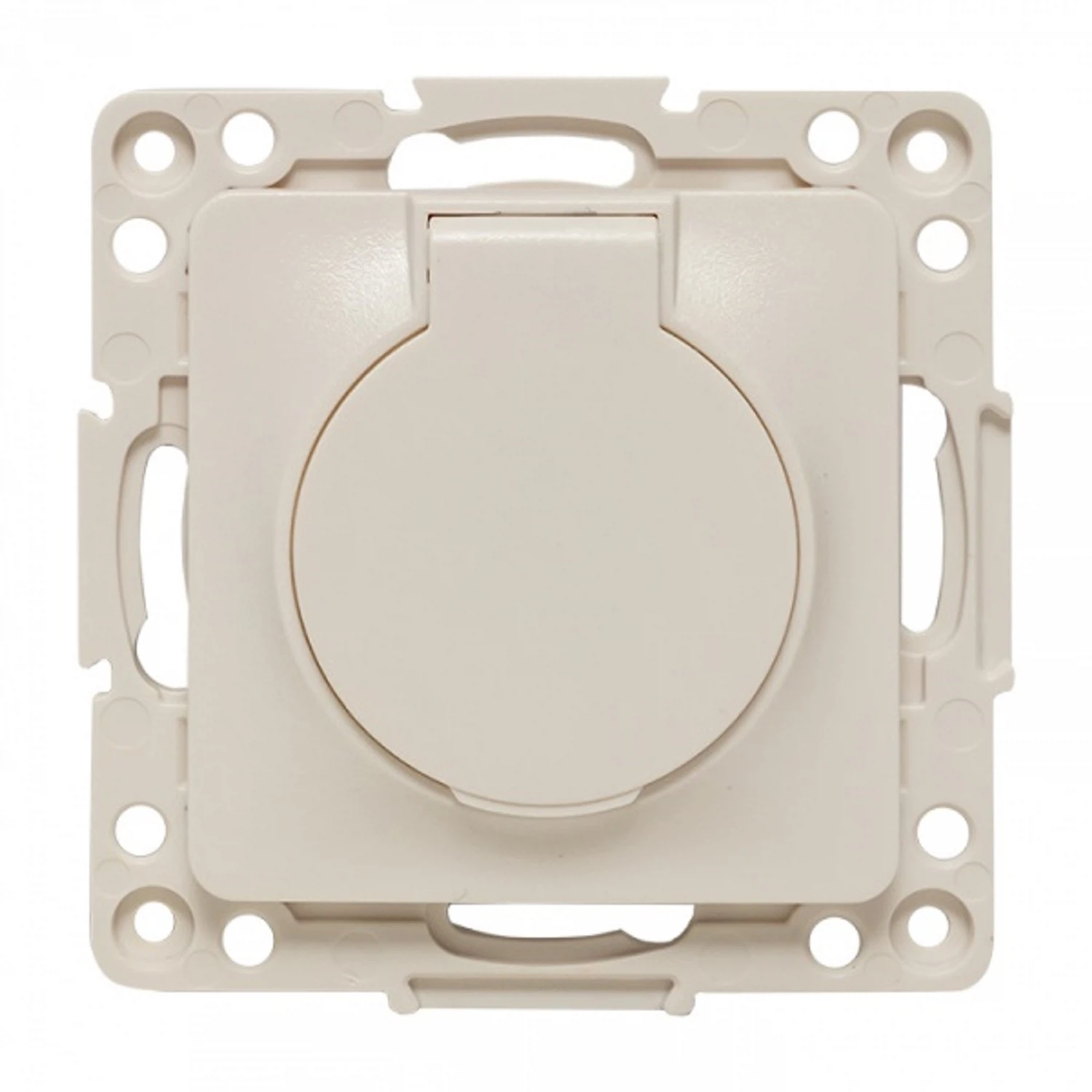 Изображение товара Розетка Белая с заземлением, со шторками и крышкой, 16А, IP44