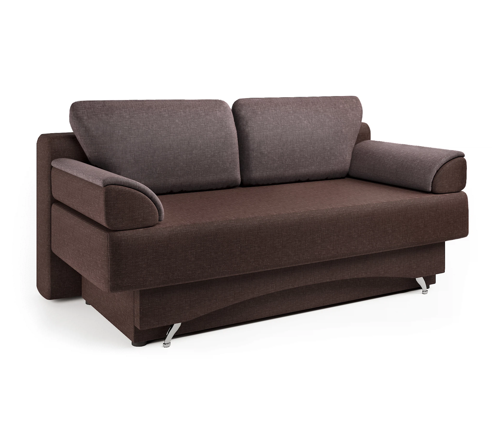 Изображение товара Диван-кровать Евро 130 шоколад и латте с механизмом еврокнижка и бельевым ящиком