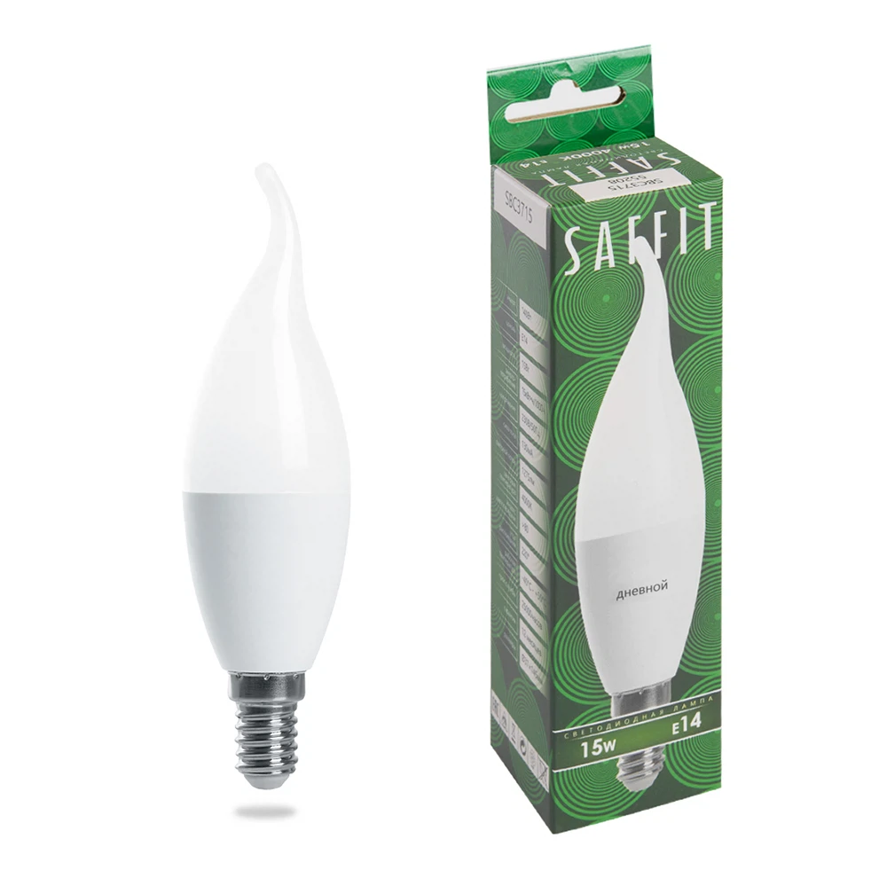 Изображение товара Лампа светодиодная SAFFIT SBC3715 Свеча на ветру E14 15W 230V 6400K