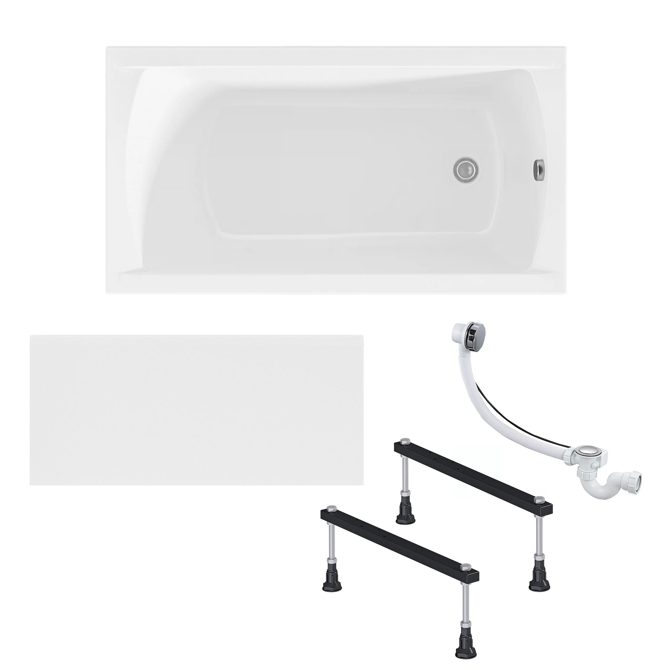 Изображение товара Ванна акриловая 1Marka MODERN 130х70 в наборе 4в1 с панелью ножками и сливом