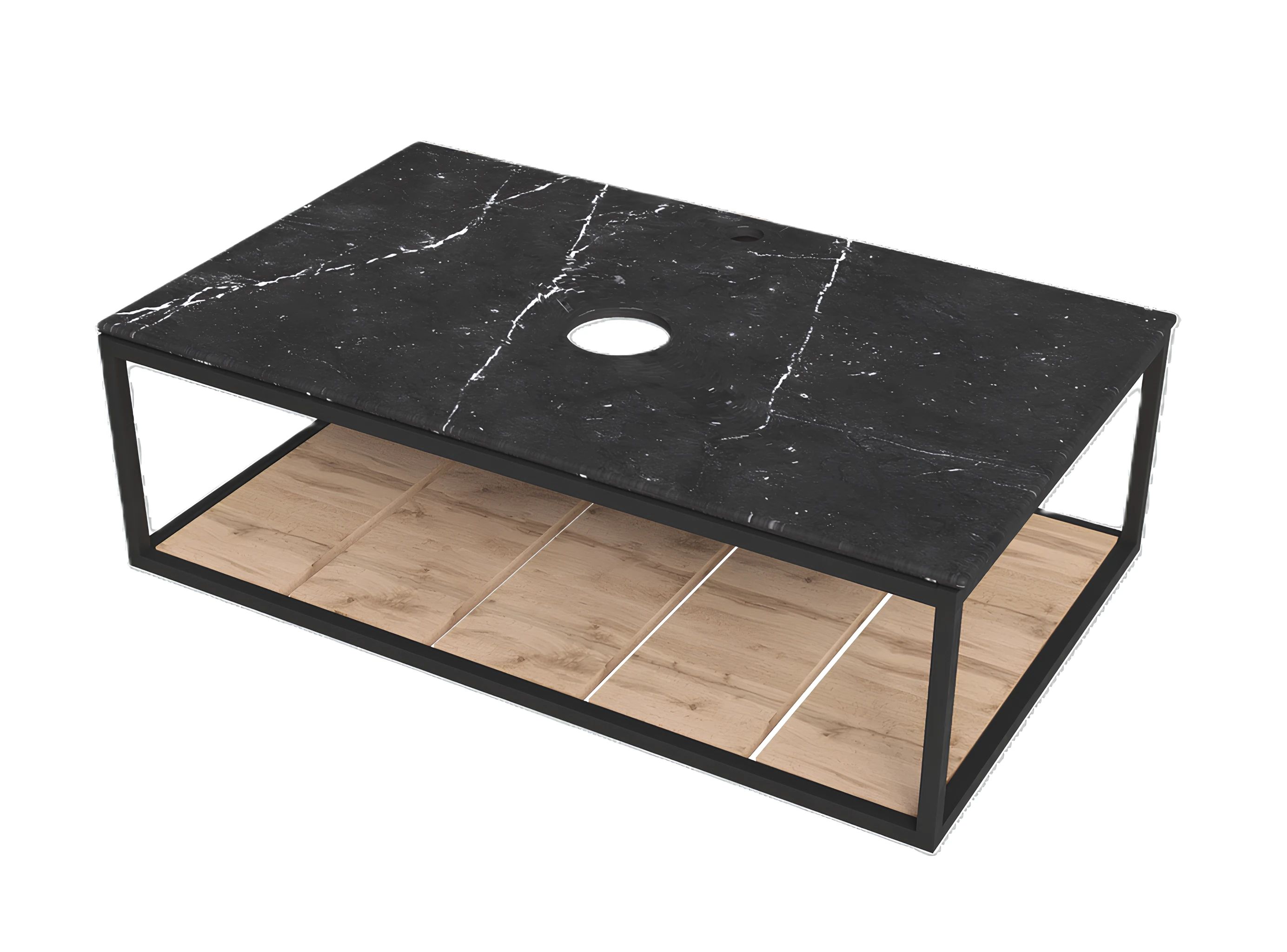Изображение товара Столешница в ванную из керамогранита LOFT 1Marka 80 см Black с полкой Ц0000021561