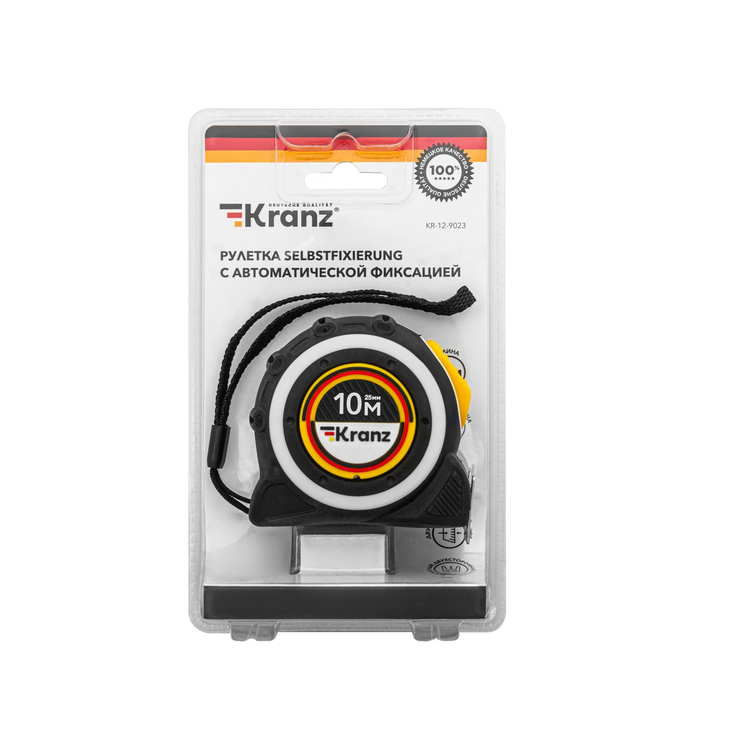 Изображение товара Рулетка, 10м x 25мм, магнитный двухсторонний зацеп, нейлон, KRANZ