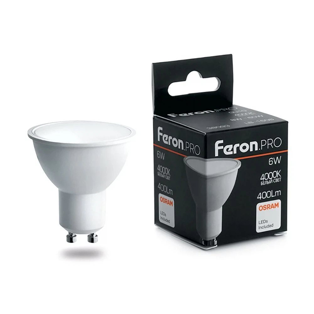 Изображение товара Лампа светодиодная Feron.PRO LB-1606 GU10 6W 175-265V 4000K Изображение товара Лампа светодиодная Feron.PRO LB-1606 GU10 6W 175-265V 4000K