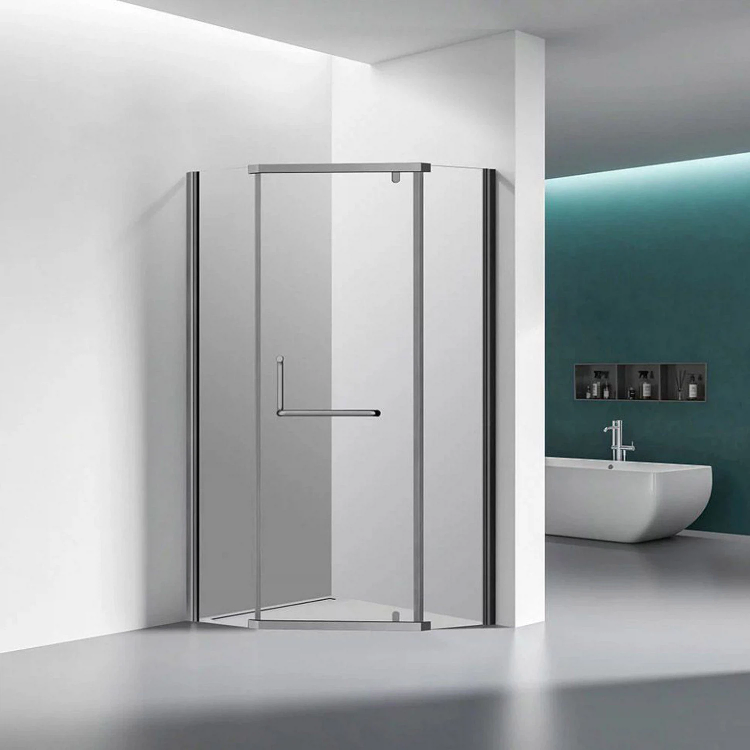 Изображение товара Душевой угол Veconi Rovigo 900х900 мм (габариты площадки) стекло прозрачное 6 мм RV36GR-90-01-C5