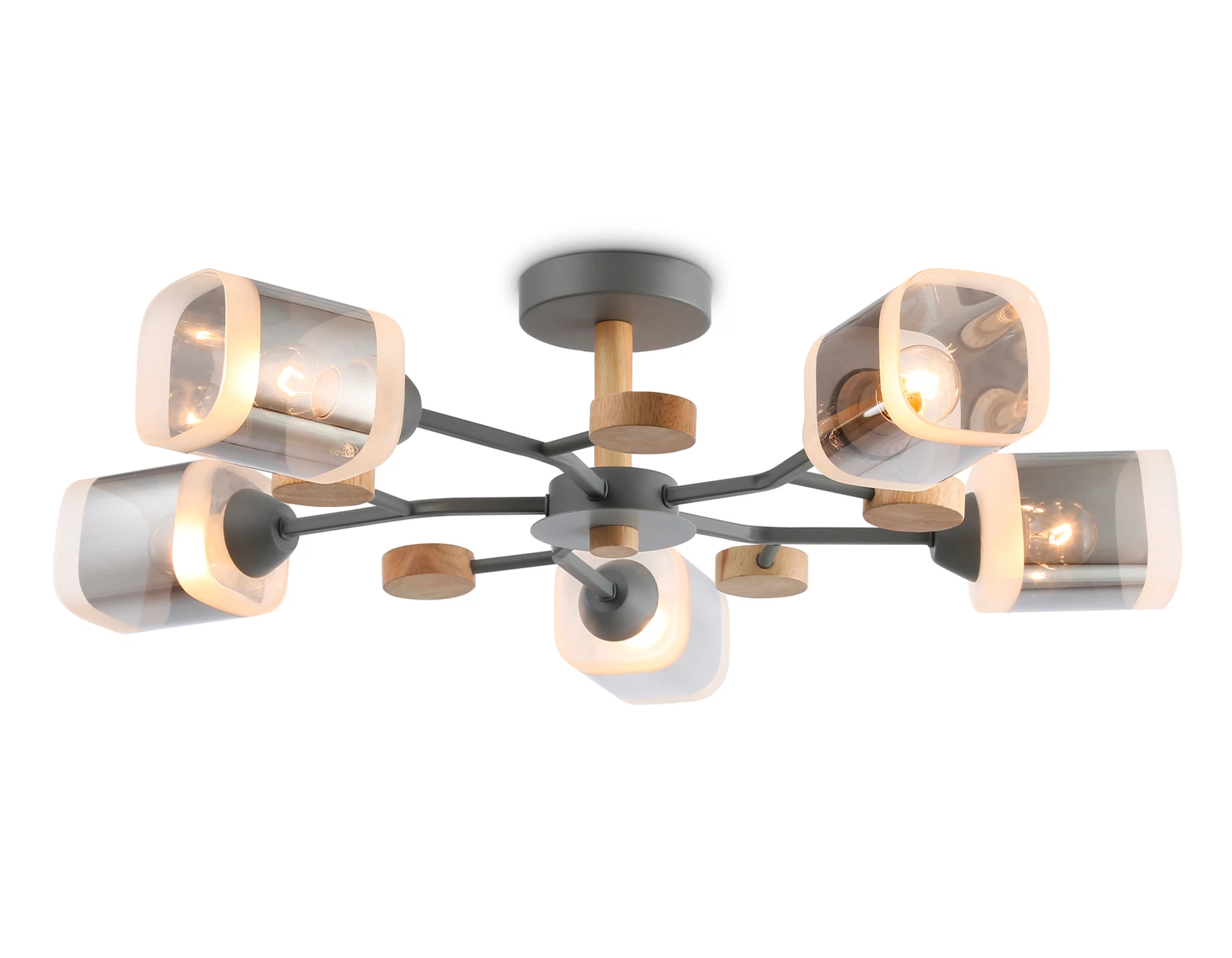 Изображение товара Люстра подвесная TR3033233 AMBRELLA LIGHT серый/светлое дерево/дымчатый E27*5 max 60W D700*180 Изображение товара Люстра подвесная TR3033233 AMBRELLA LIGHT серый/светлое дерево/дымчатый E27*5 max 60W D700*180