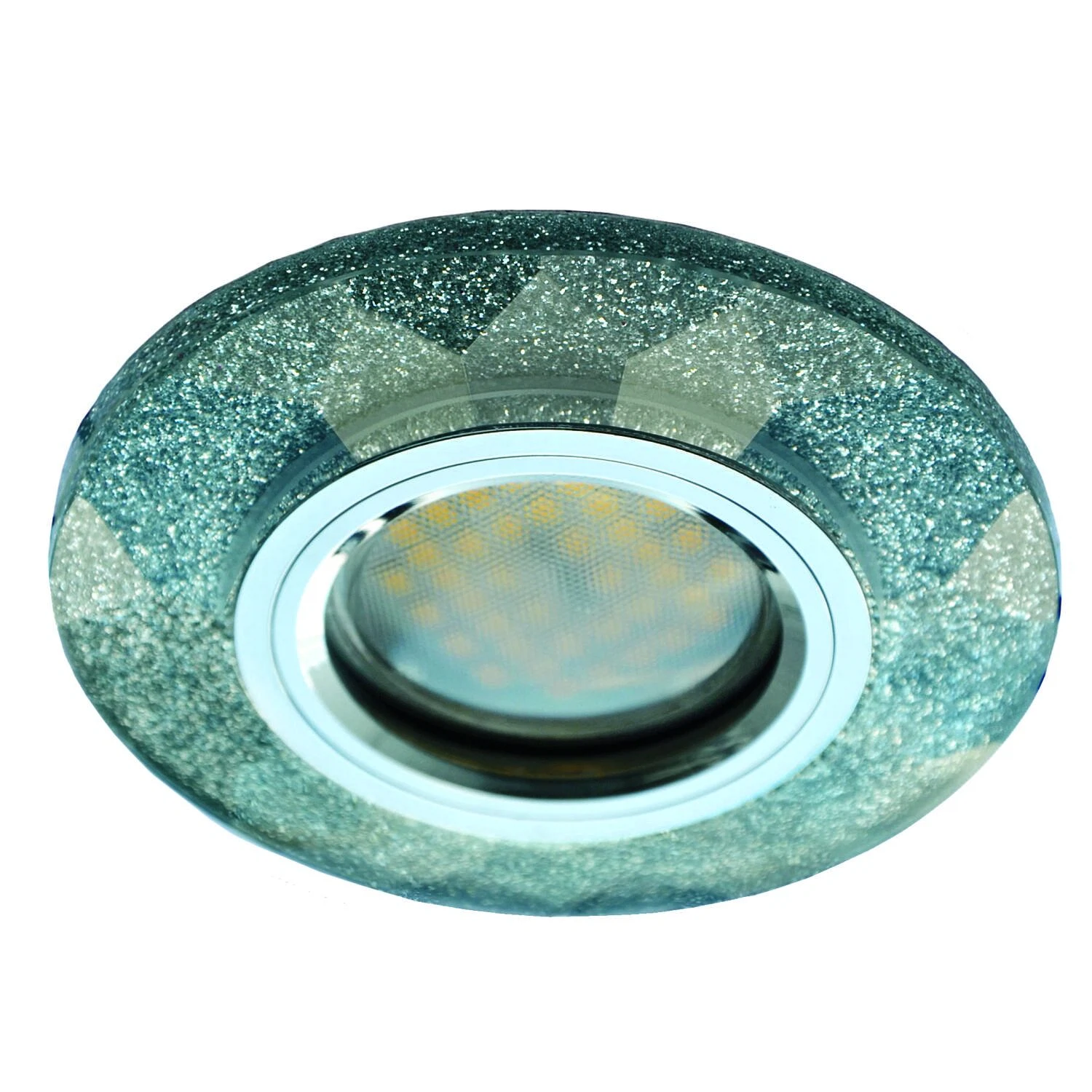 Изображение товара Светильник встраиваемый Ecola MR16 GU5.3 Glass Стекло Круг граненый Серебряный блеск / Хром 25x90