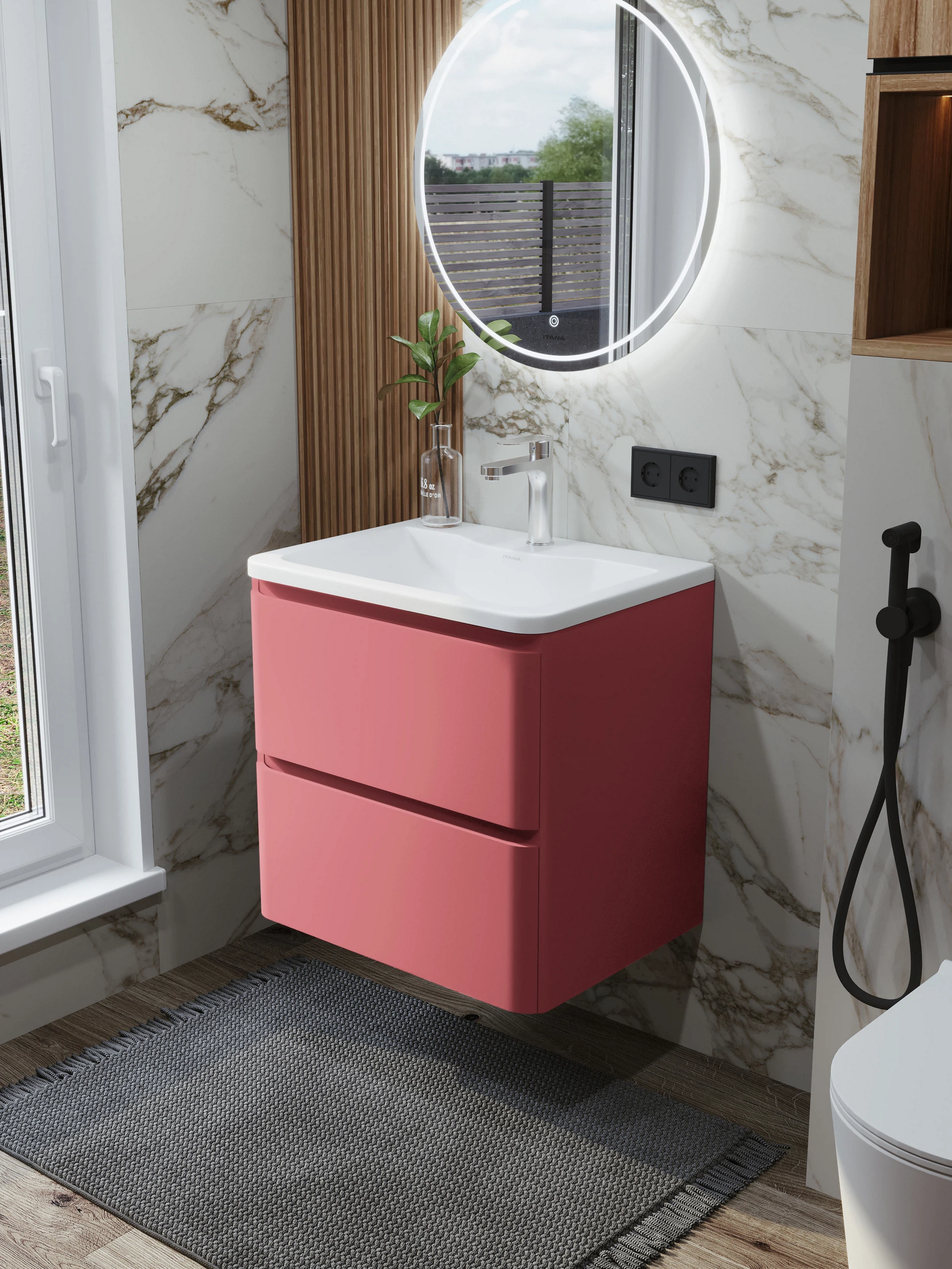 Изображение товара Тумба с раковиной подвесная Итана Roberto 60 RAL 3014