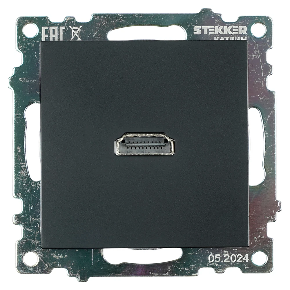 Изображение товара Розетка HDMI 2.1, Type A  (механизм), STEKKER GLS00-7118-05, серия Катрин, черный