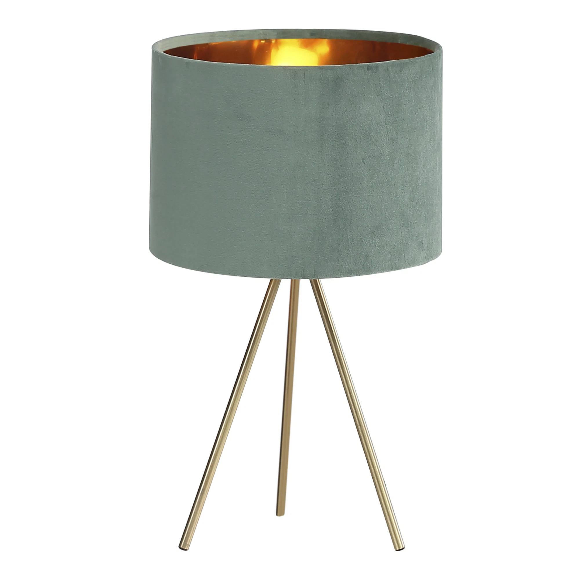 Изображение товара Настольный светильник FUEGO E27 с бархатным абажуром и золотистыми деталями