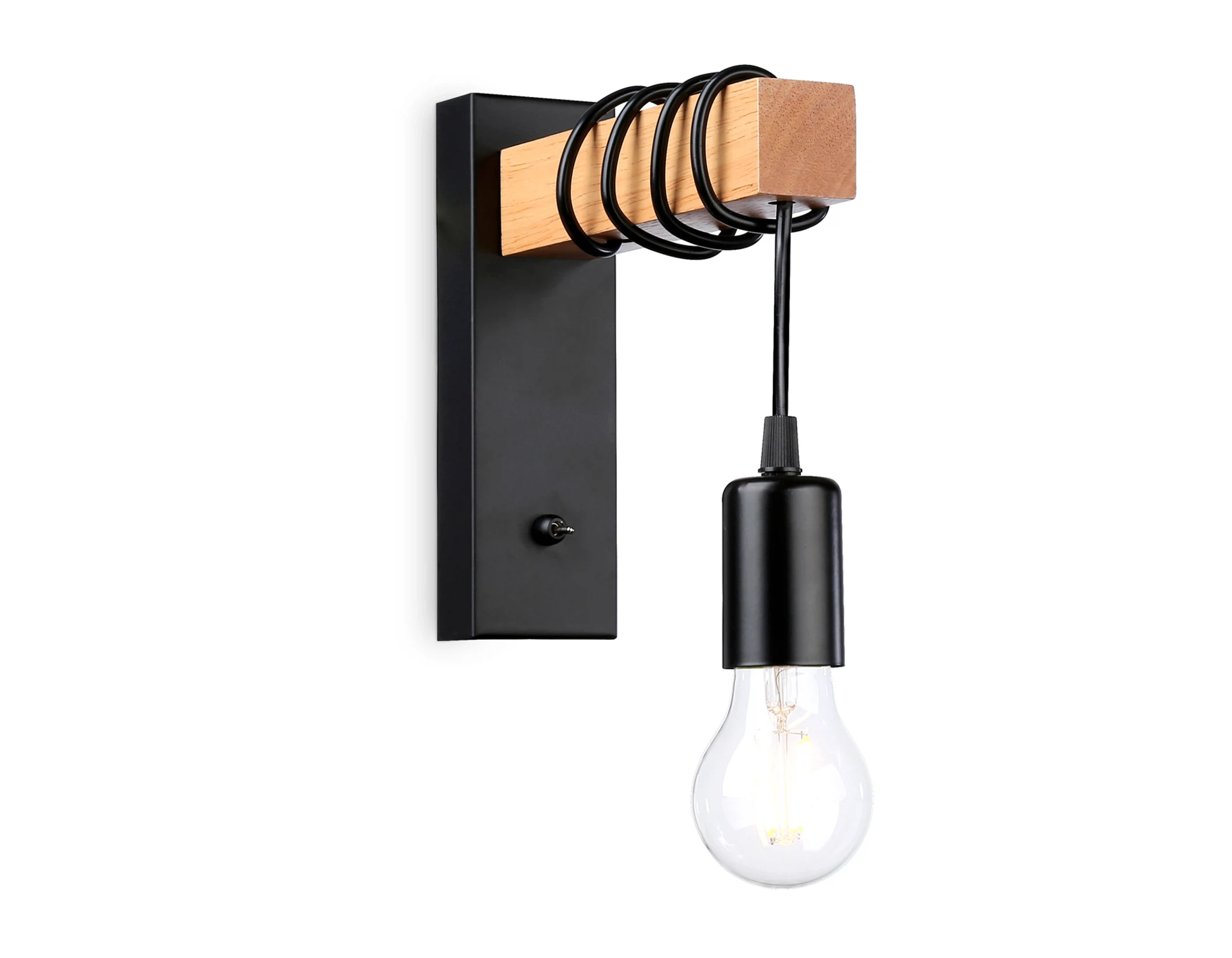Изображение товара Настенный светильник TR8181 AMBRELLA LIGHT черный/светлое дерево E27 max 40W 395*60*210