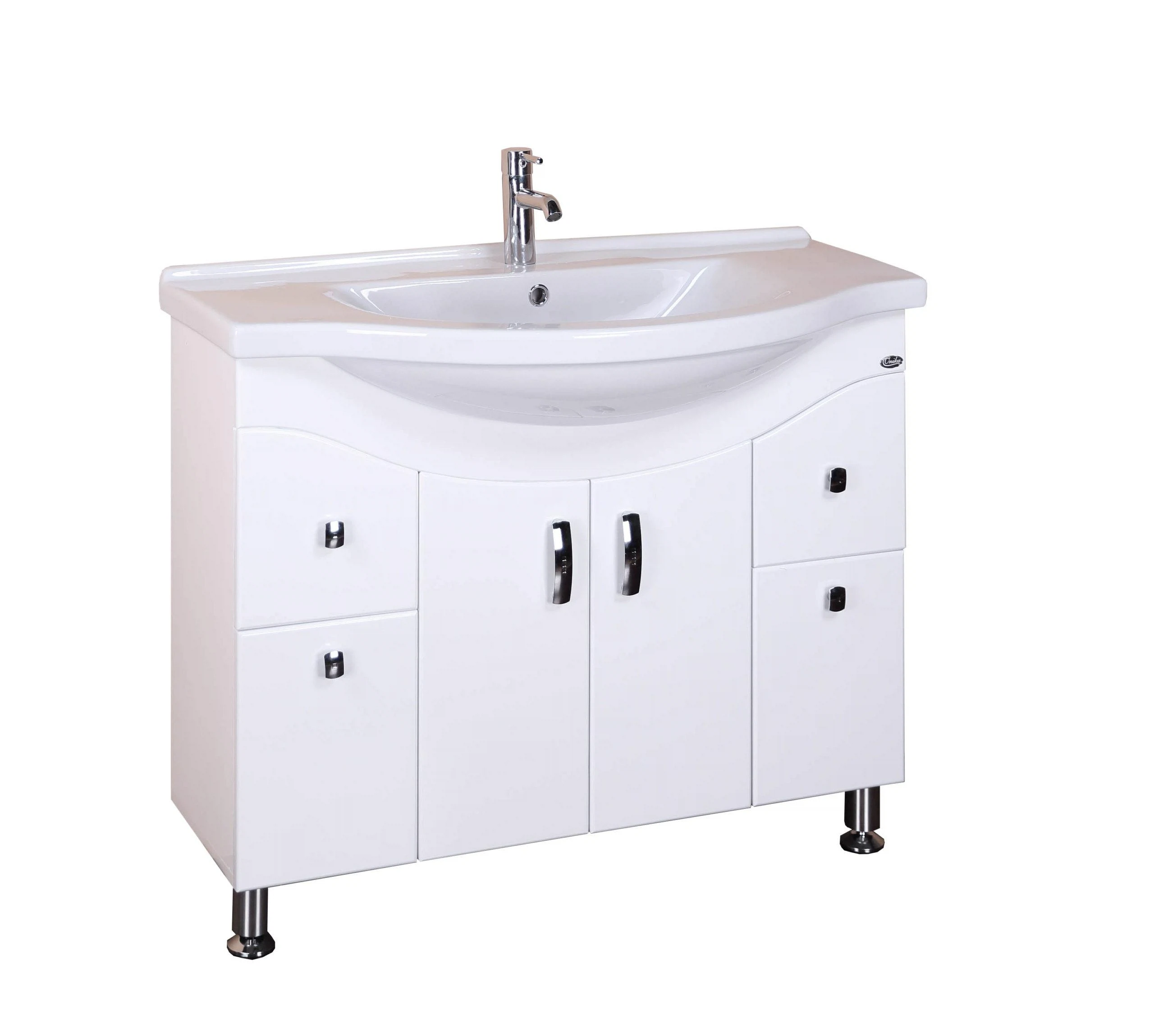 Изображение товара Тумба под раковину ONIKA Эльбрус 90 напольная белая с ящиками и нишами