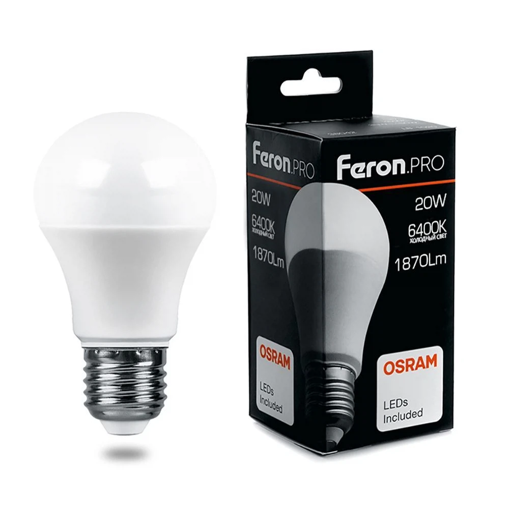 Изображение товара Лампа светодиодная Feron.PRO LB-1020 Шар E27 20W 175-265V 6400K