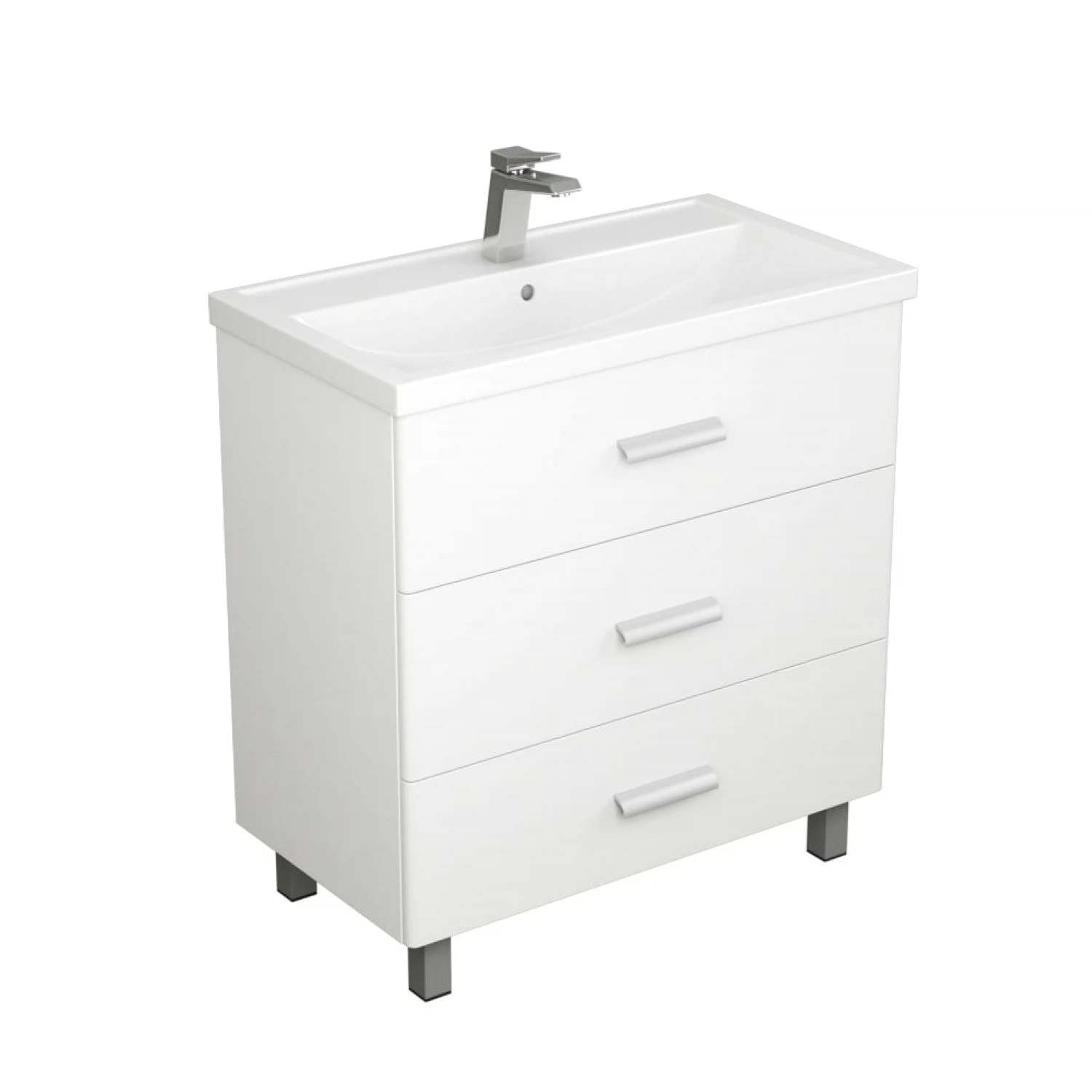 Изображение товара Тумба с раковиной Гарда 80 см белая, ВЛДСП и МДФ, с ящиками